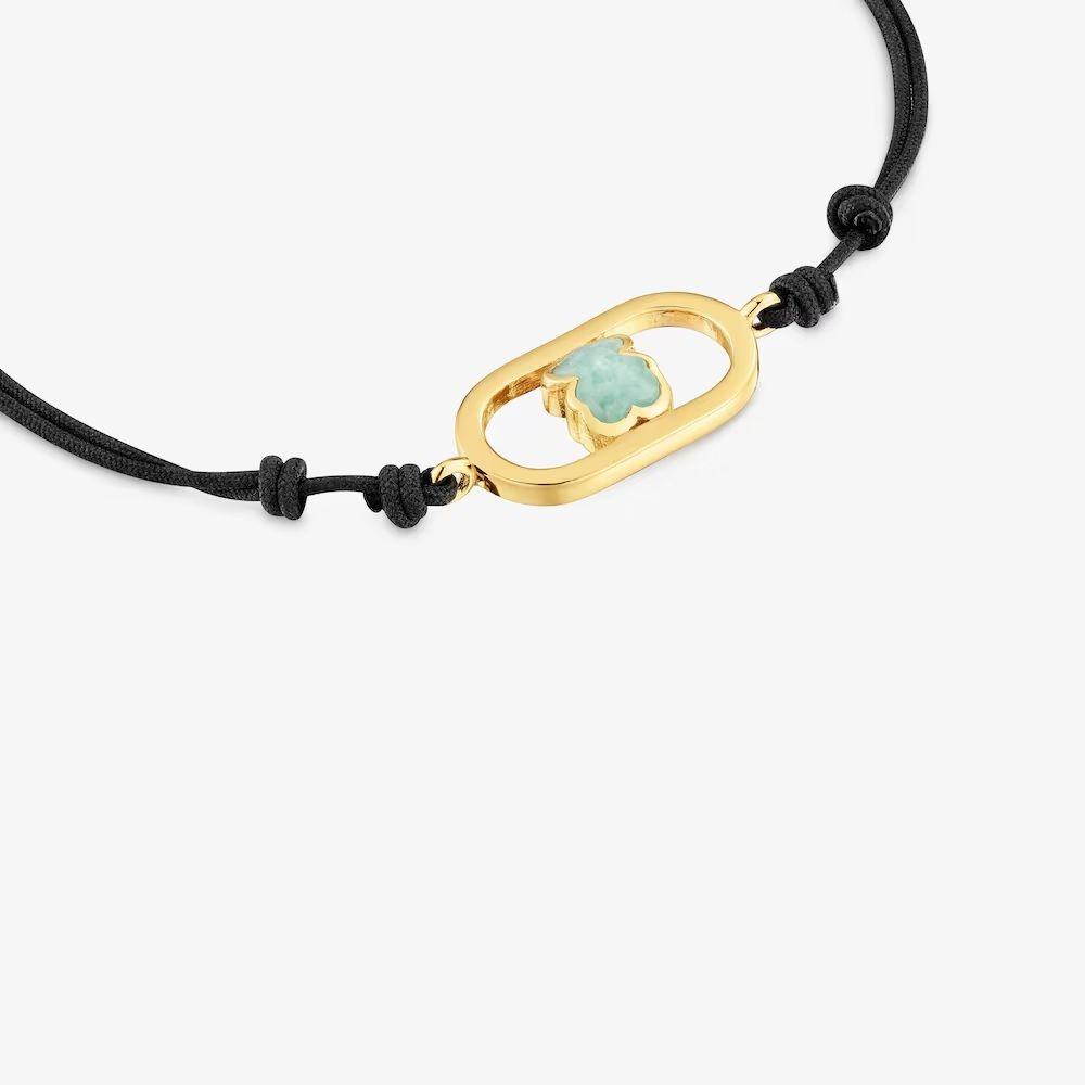 Pulsera de nylon negro baño de oro 18 kt y amazonita Camille-2