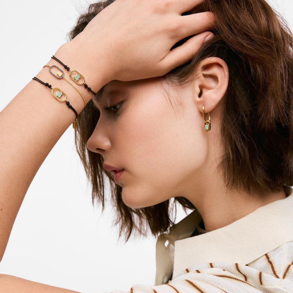 Pulsera de nylon negro baño de oro 18 kt y amazonita Camille-3