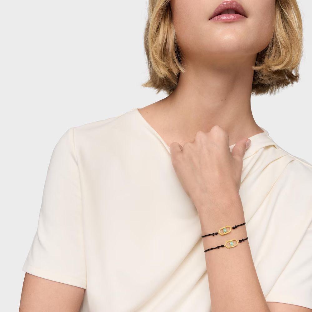 Pulsera de nylon negro baño de oro 18 kt y amazonita Camille-4