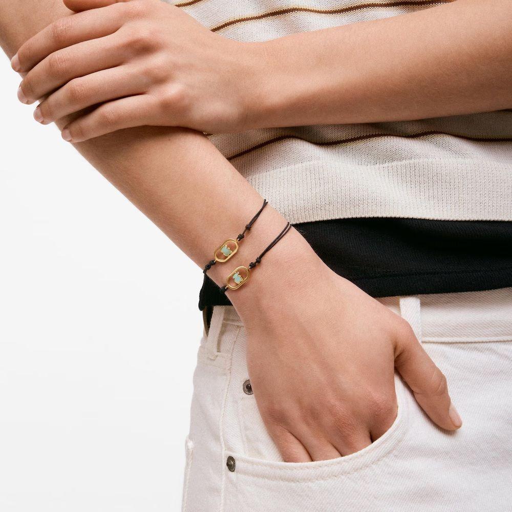 Pulsera de nylon negro baño de oro 18 kt y amazonita Camille-5