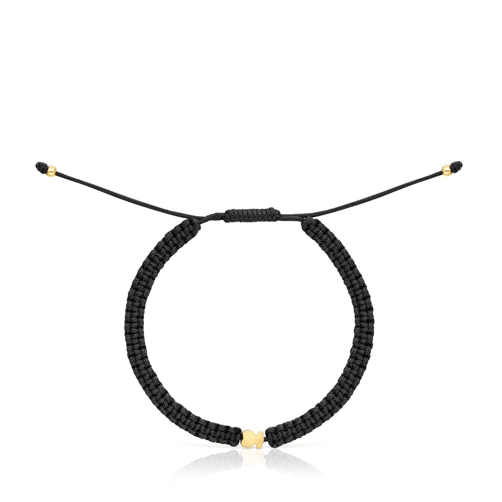 Pulsera oso con baño de oro y nylon negro TOUS Motivos-1