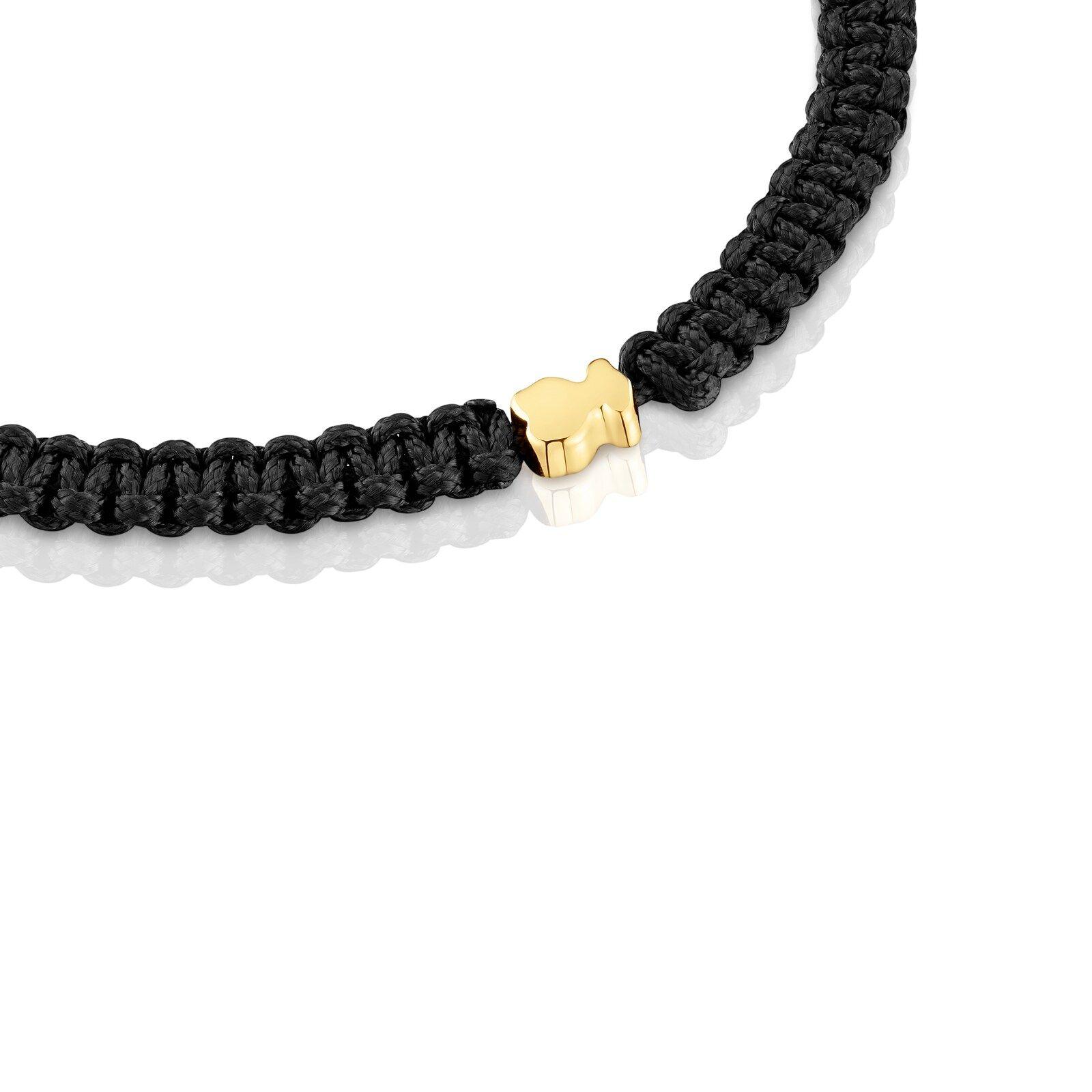 Pulsera oso con baño de oro y nylon negro TOUS Motivos-2