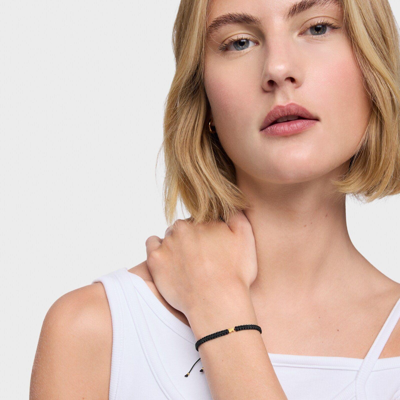Pulsera oso con baño de oro y nylon negro TOUS Motivos-3