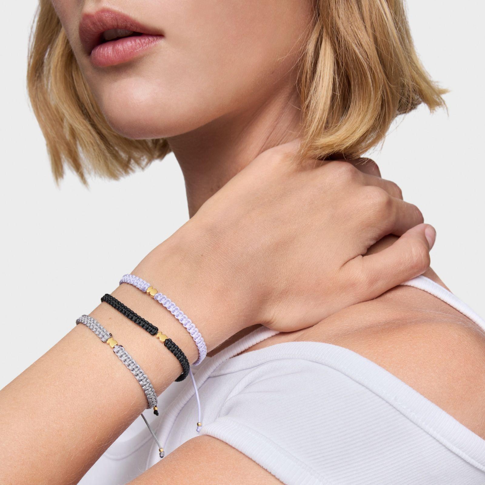 Pulsera oso con baño de oro y nylon negro TOUS Motivos-4