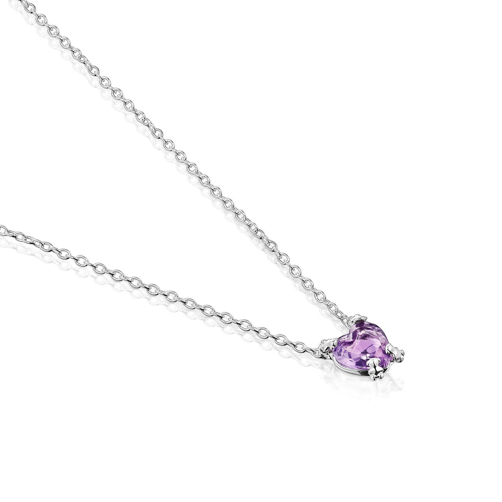 Collar corazón de plata y amatista Color Pills-2