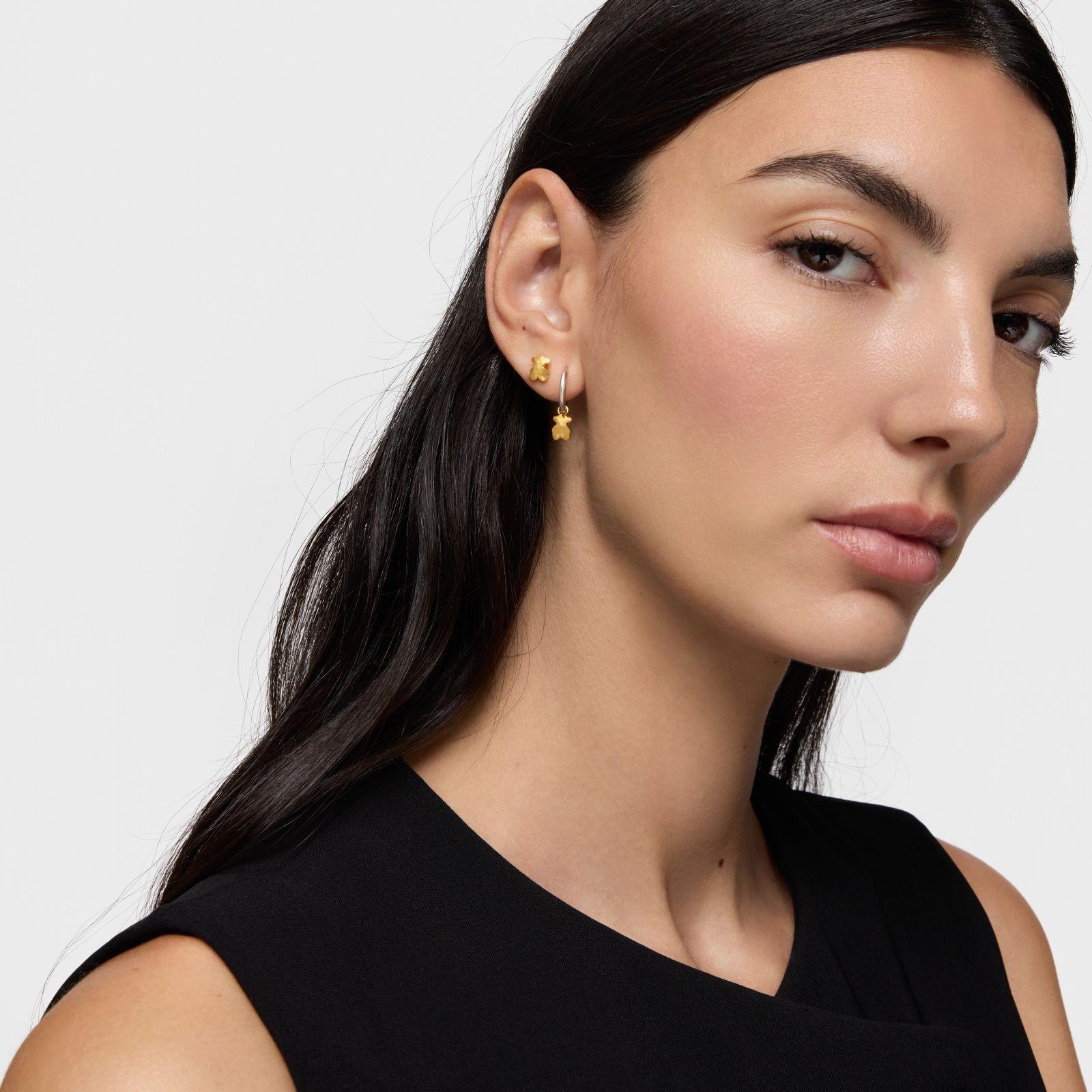 Aros de aro motivo oso bicolor Icon Metal-3