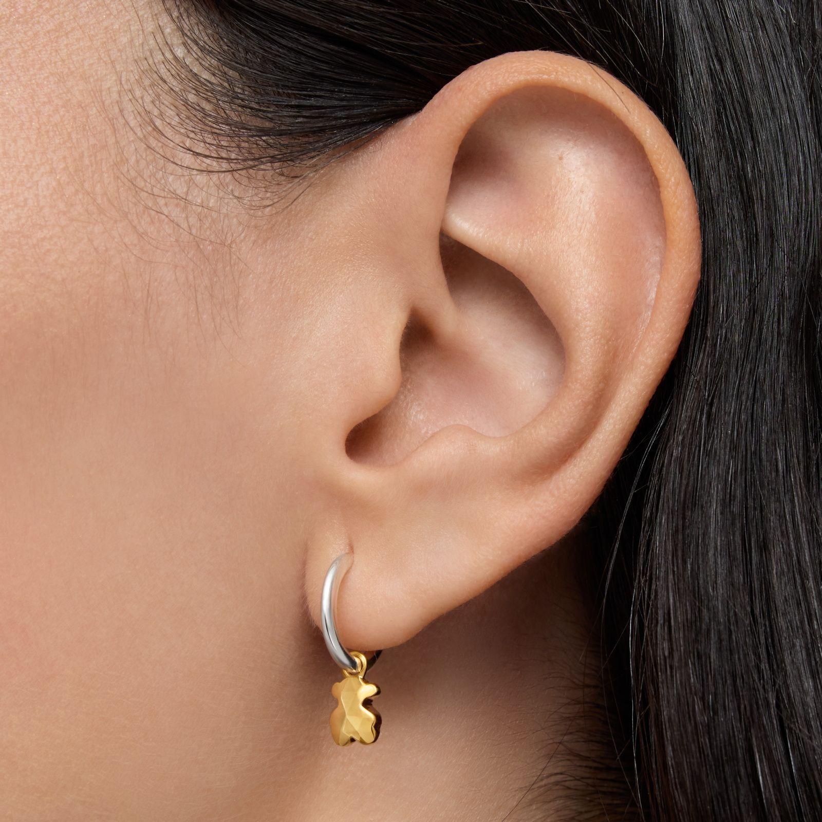 Aros de aro motivo oso bicolor Icon Metal-5