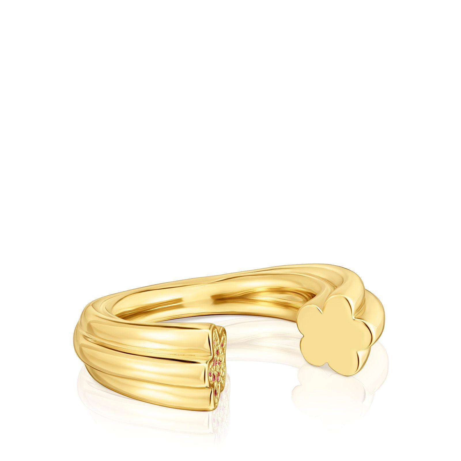 Anillo abierto flor con rodolitas oro 18 kt TOUS 1950-1