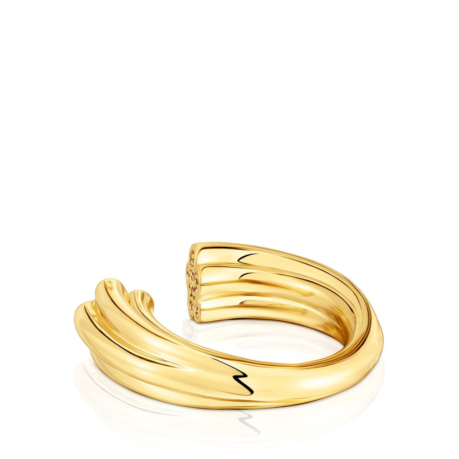 Anillo abierto flor con rodolitas oro 18 kt TOUS 1950-2
