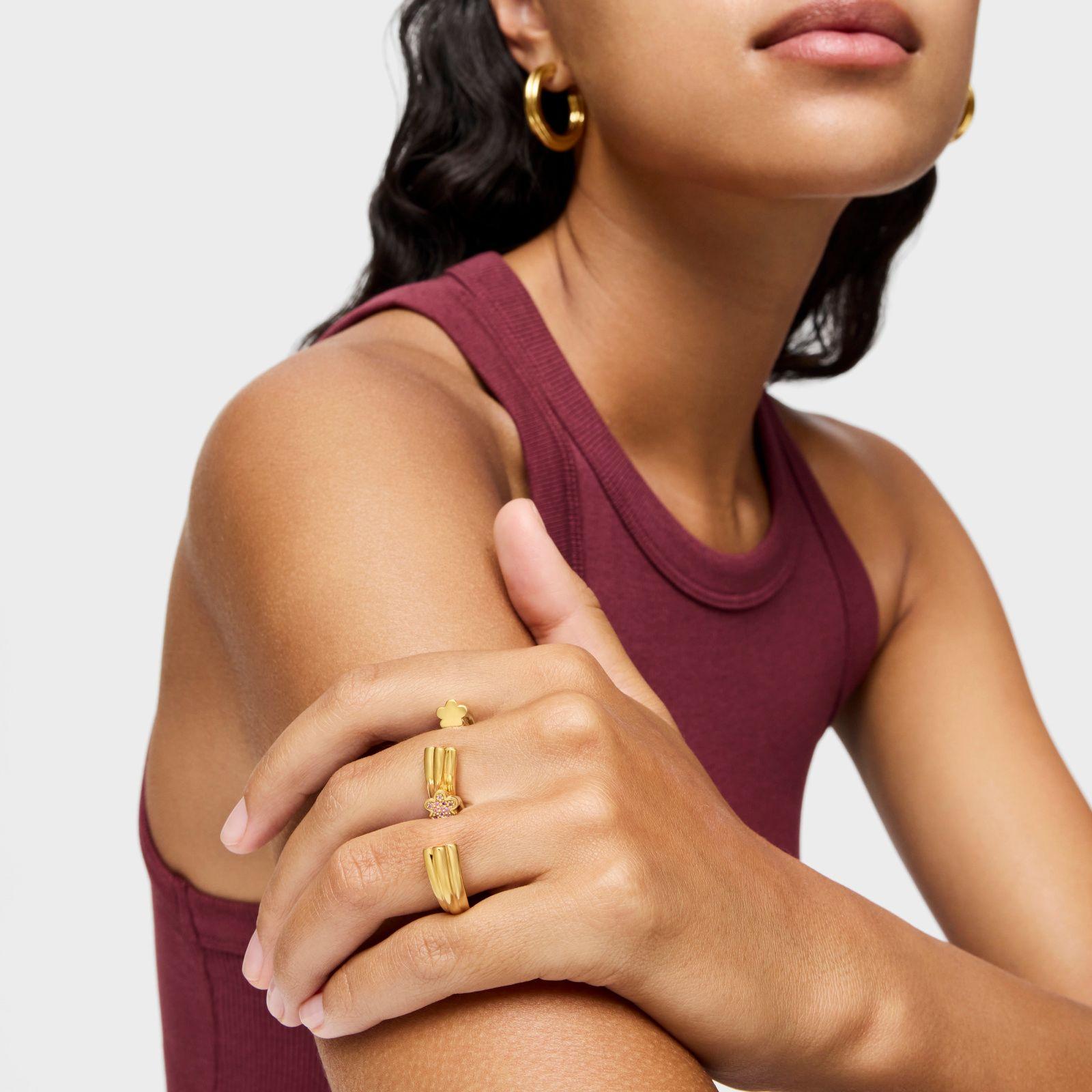 Anillo abierto flor con rodolitas oro 18 kt TOUS 1950-4