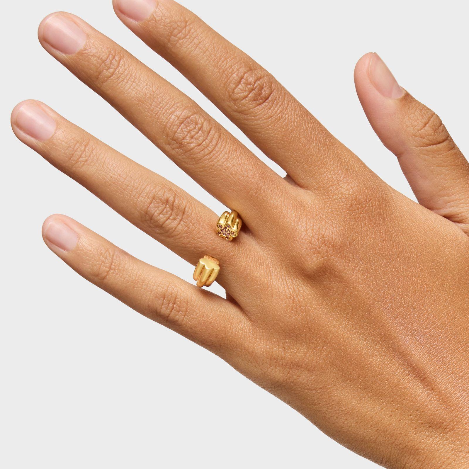 Anillo abierto flor con rodolitas oro 18 kt TOUS 1950-5