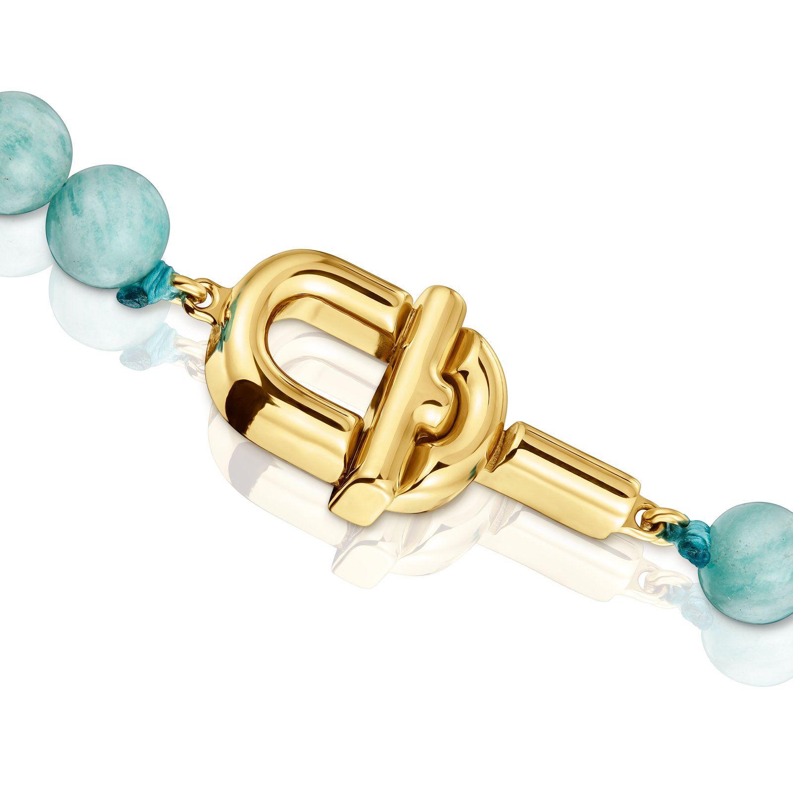 Collar con baño de oro sobre plata y amazonitas Manifesto-2