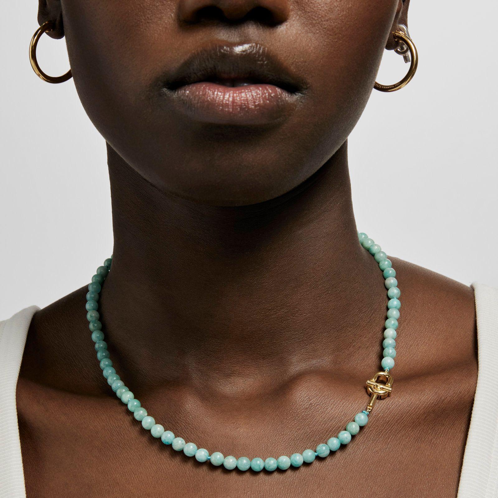 Collar con baño de oro sobre plata y amazonitas Manifesto-4