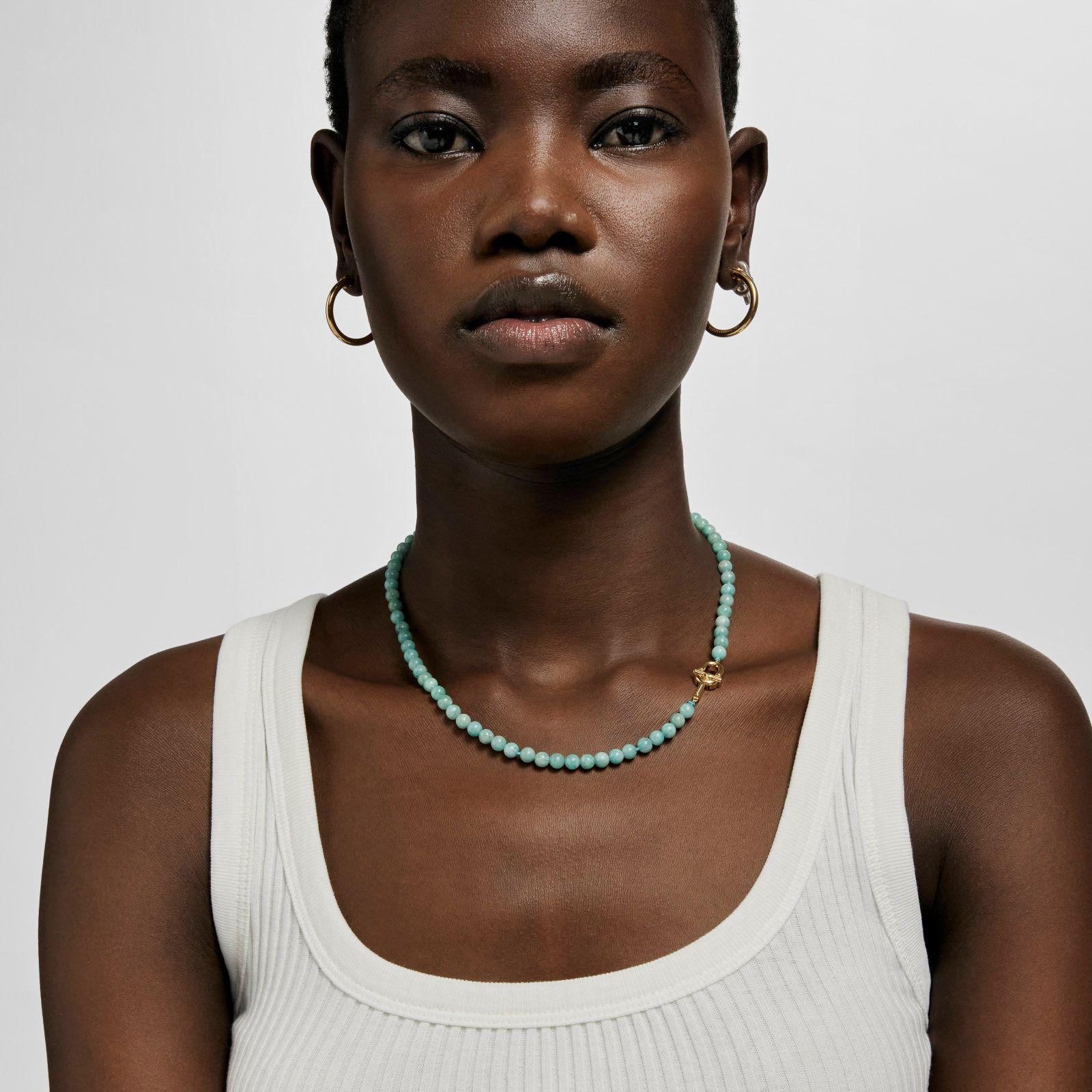 Collar con baño de oro sobre plata y amazonitas Manifesto-5