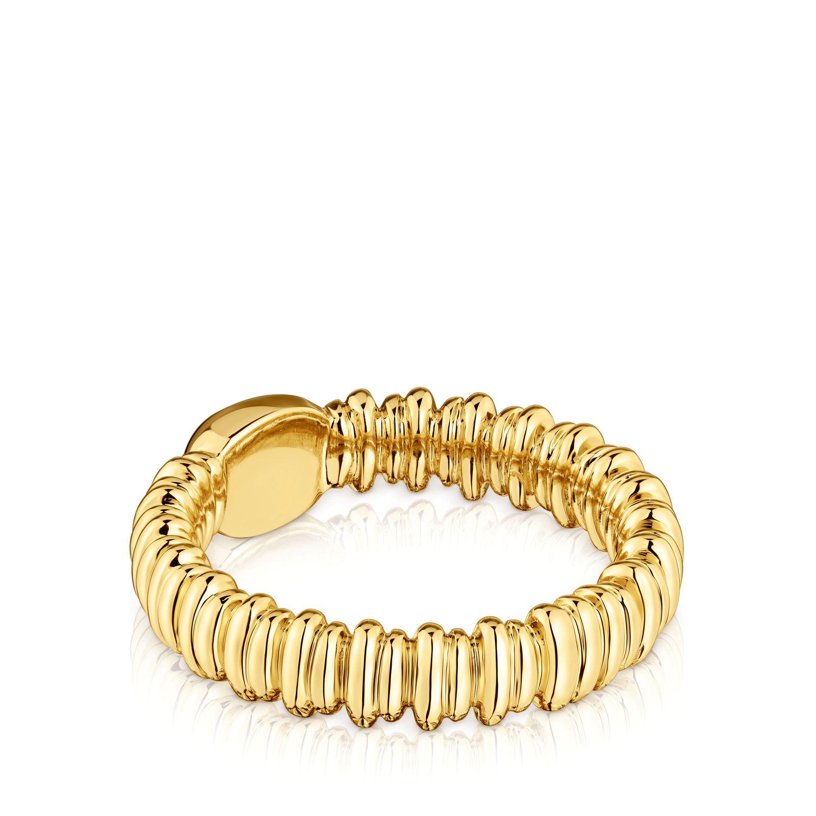 Anillo pequeño con baño de oro 18 kt sobre plata y nácar-2