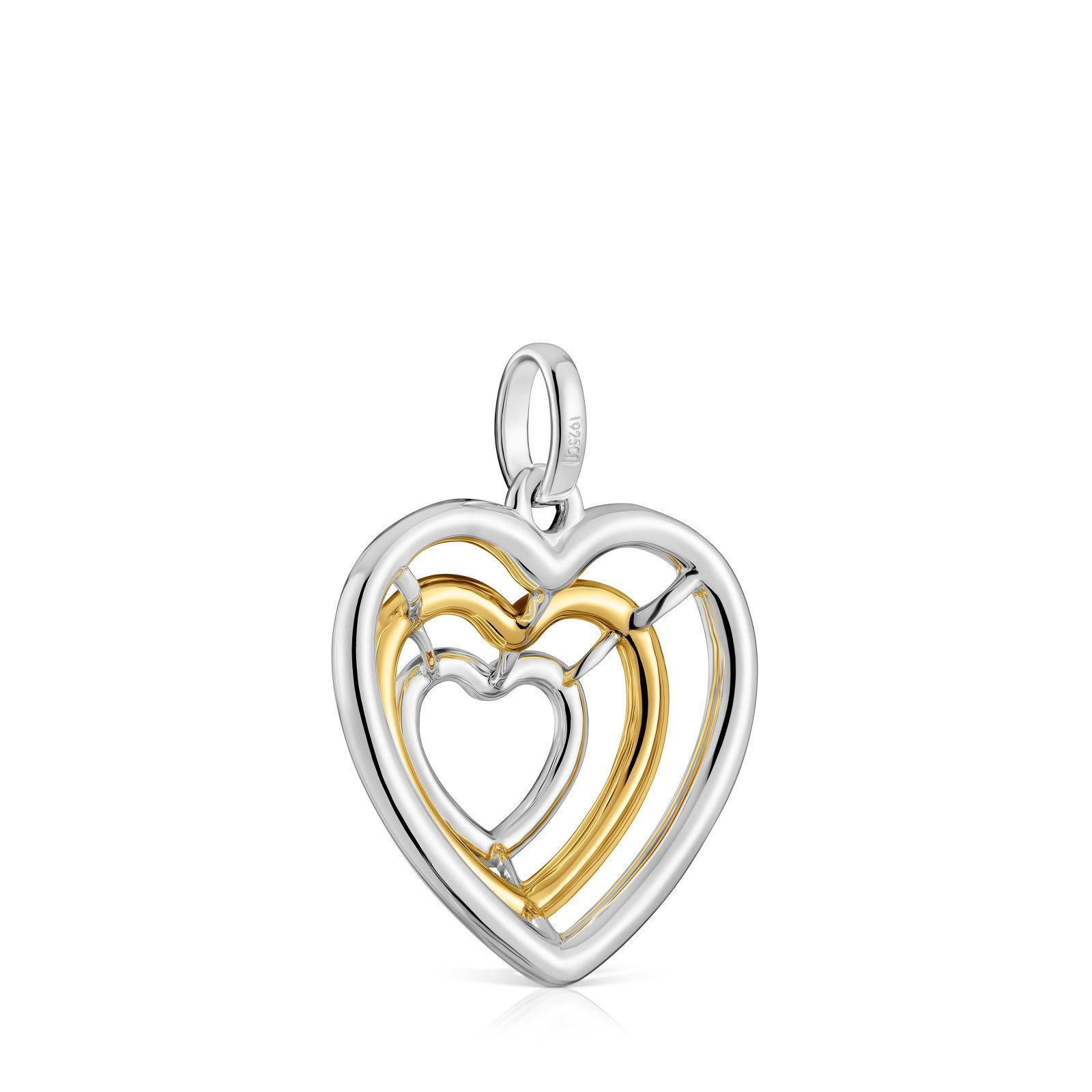Colgante triple corazón bicolor Bickie-2