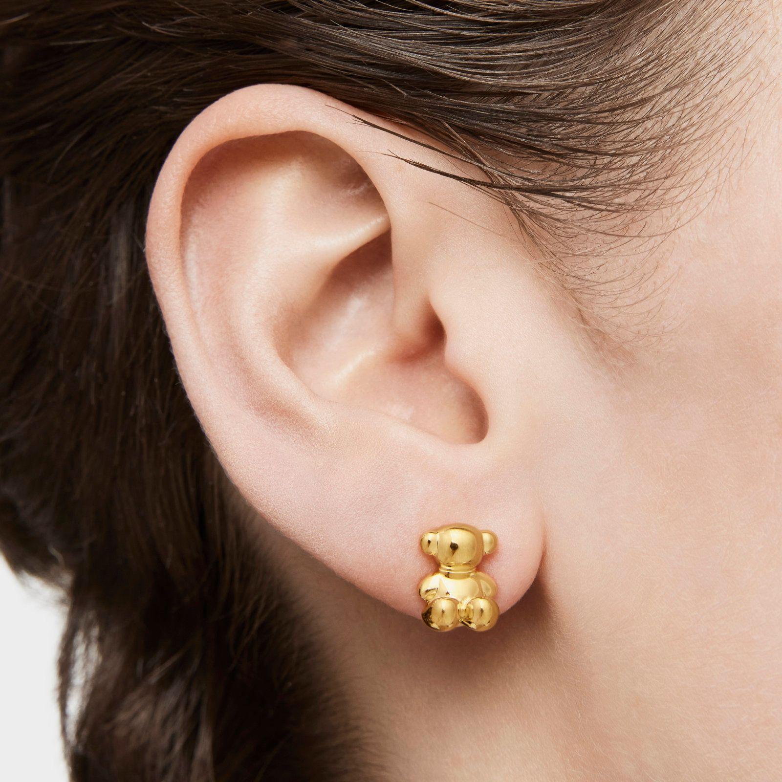 Pendientes oso con baño de oro 18 kt sobre plata-5