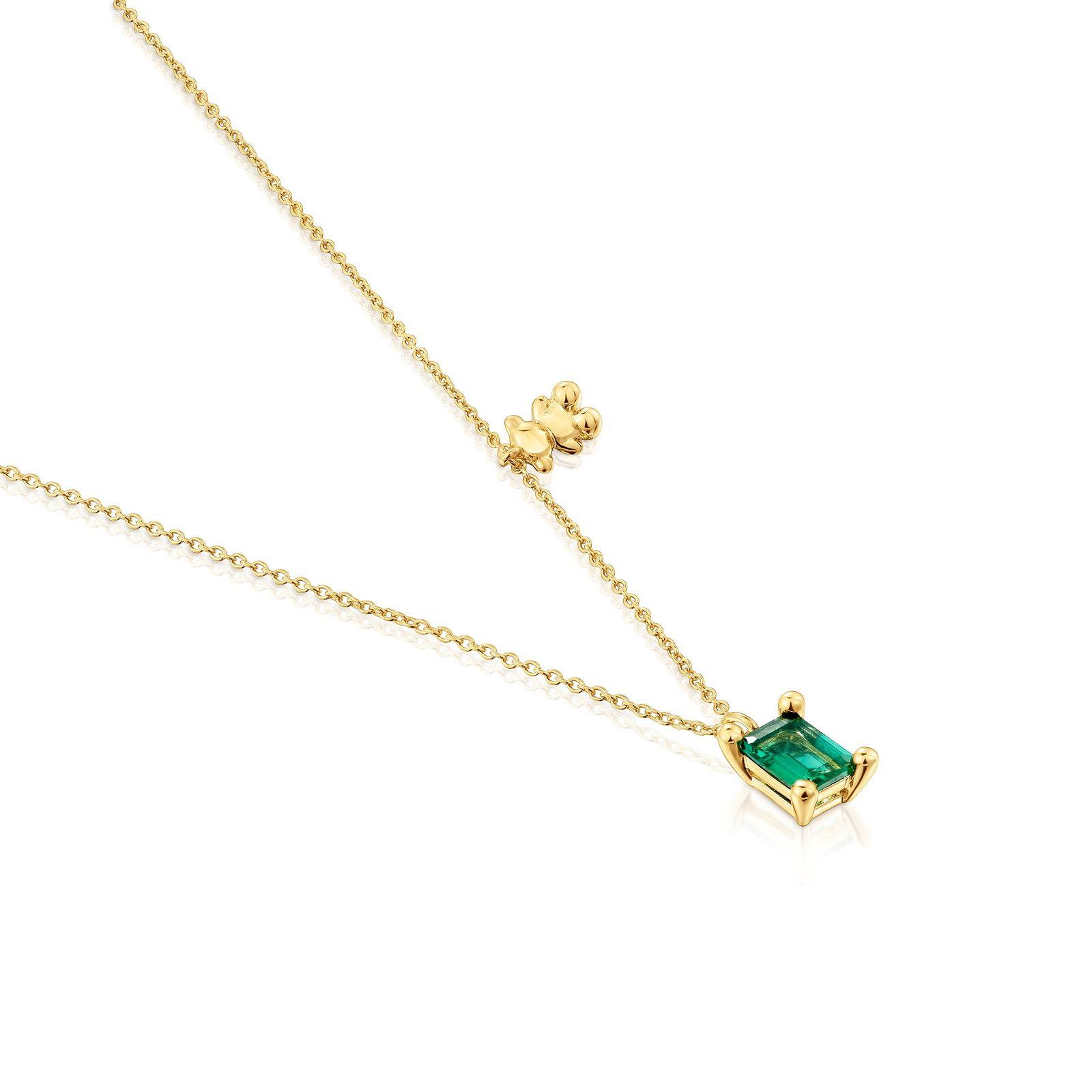 Collar oso oro 18 kt, plata y esmeralda LGG Bold Bear-2