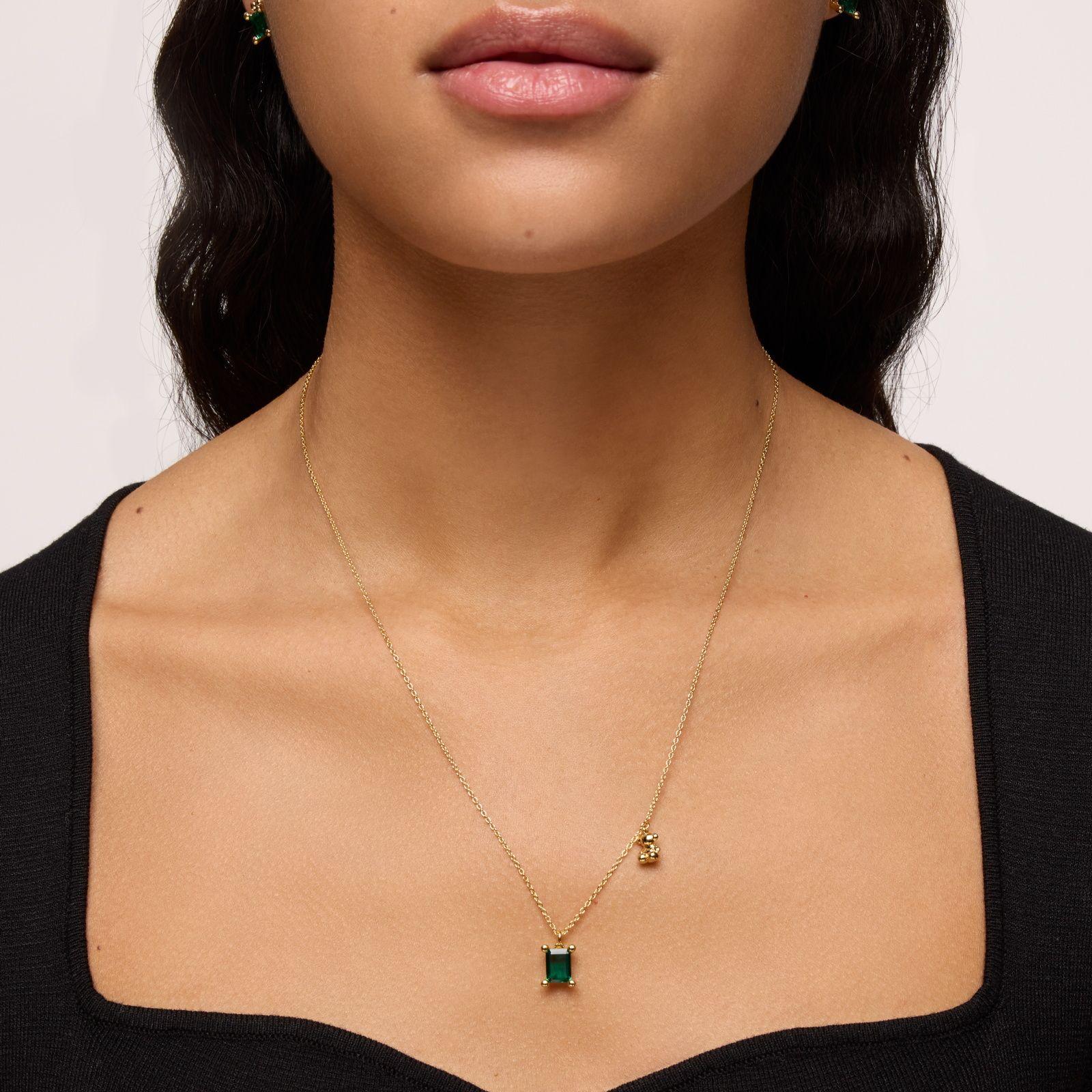 Collar oso oro 18 kt, plata y esmeralda LGG Bold Bear-5