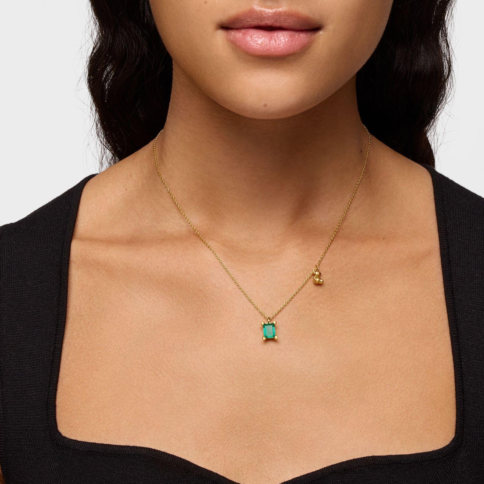 Collar oso oro 18 kt, plata y esmeralda LGG Bold Bear-6