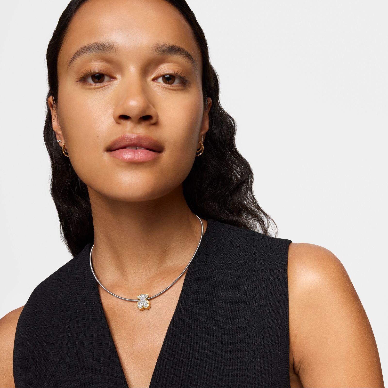 Charm oso con baño de oro 18 kt sobre plata y diamantes-3