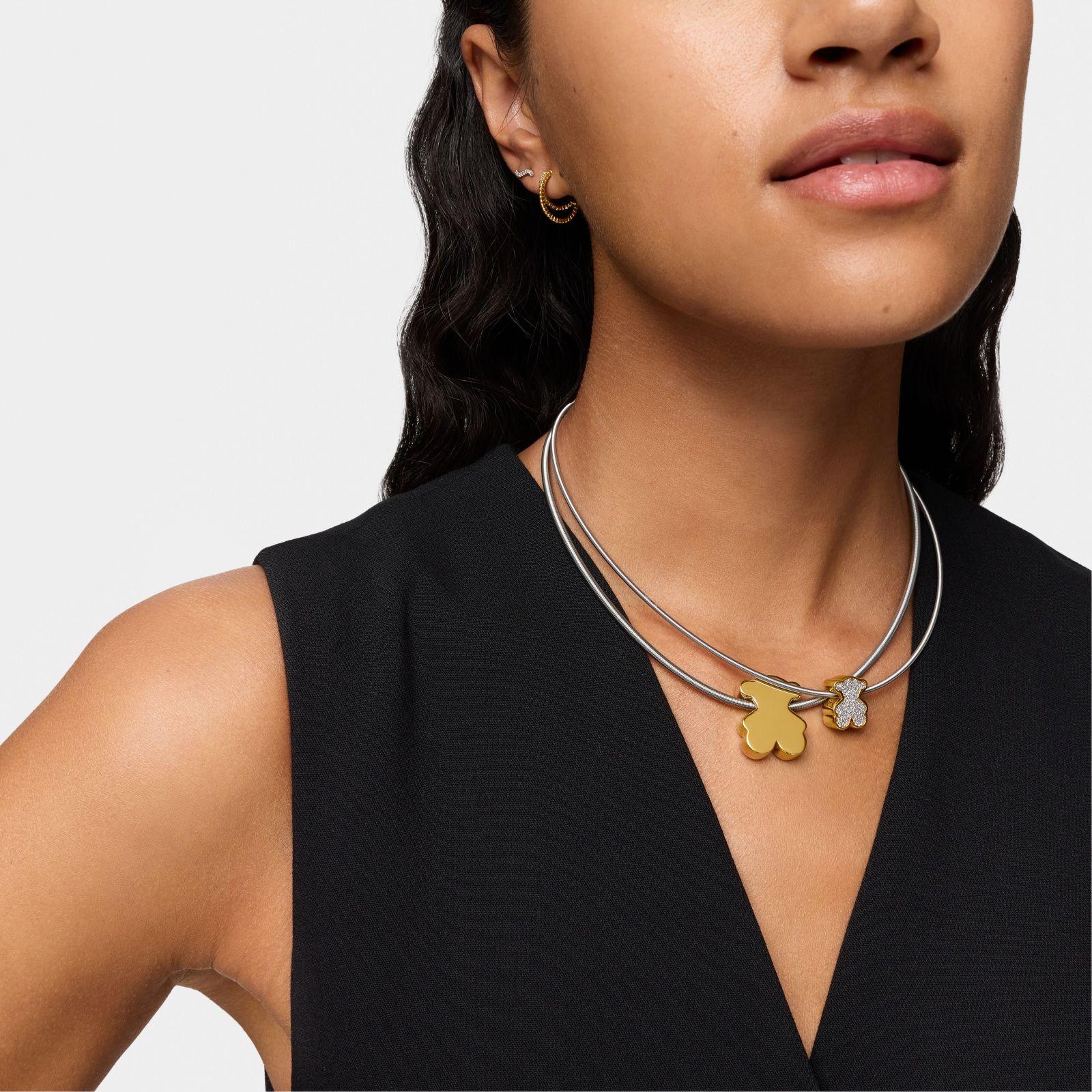 Charm oso con baño de oro 18 kt sobre plata y diamantes-4