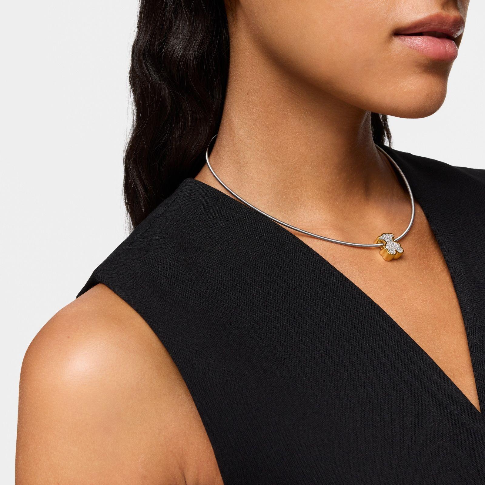 Charm oso con baño de oro 18 kt sobre plata y diamantes-5