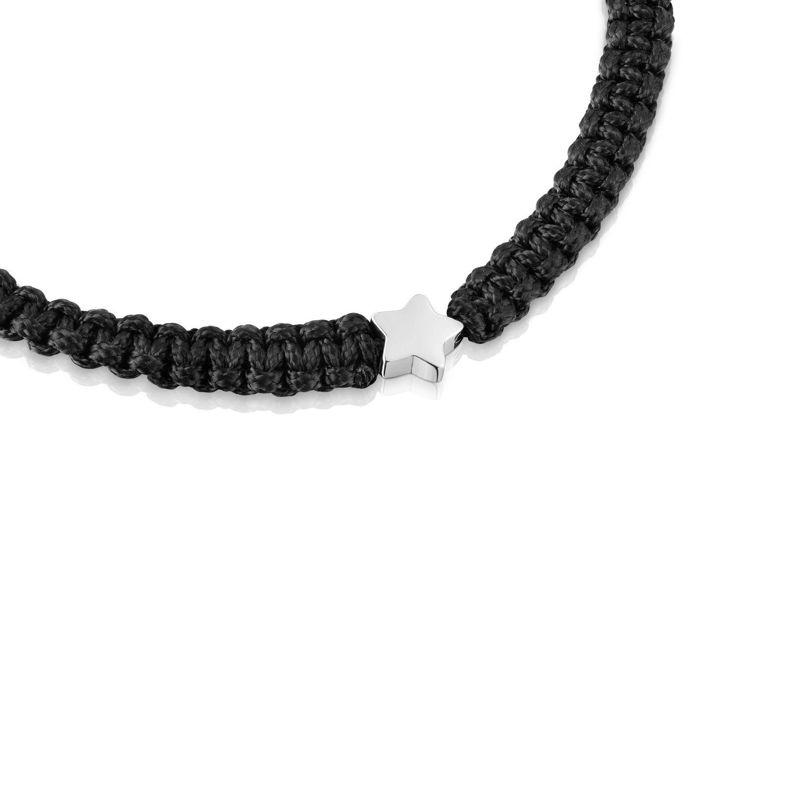 Pulsera estrella de plata y nylon negro TOUS Motivos-2