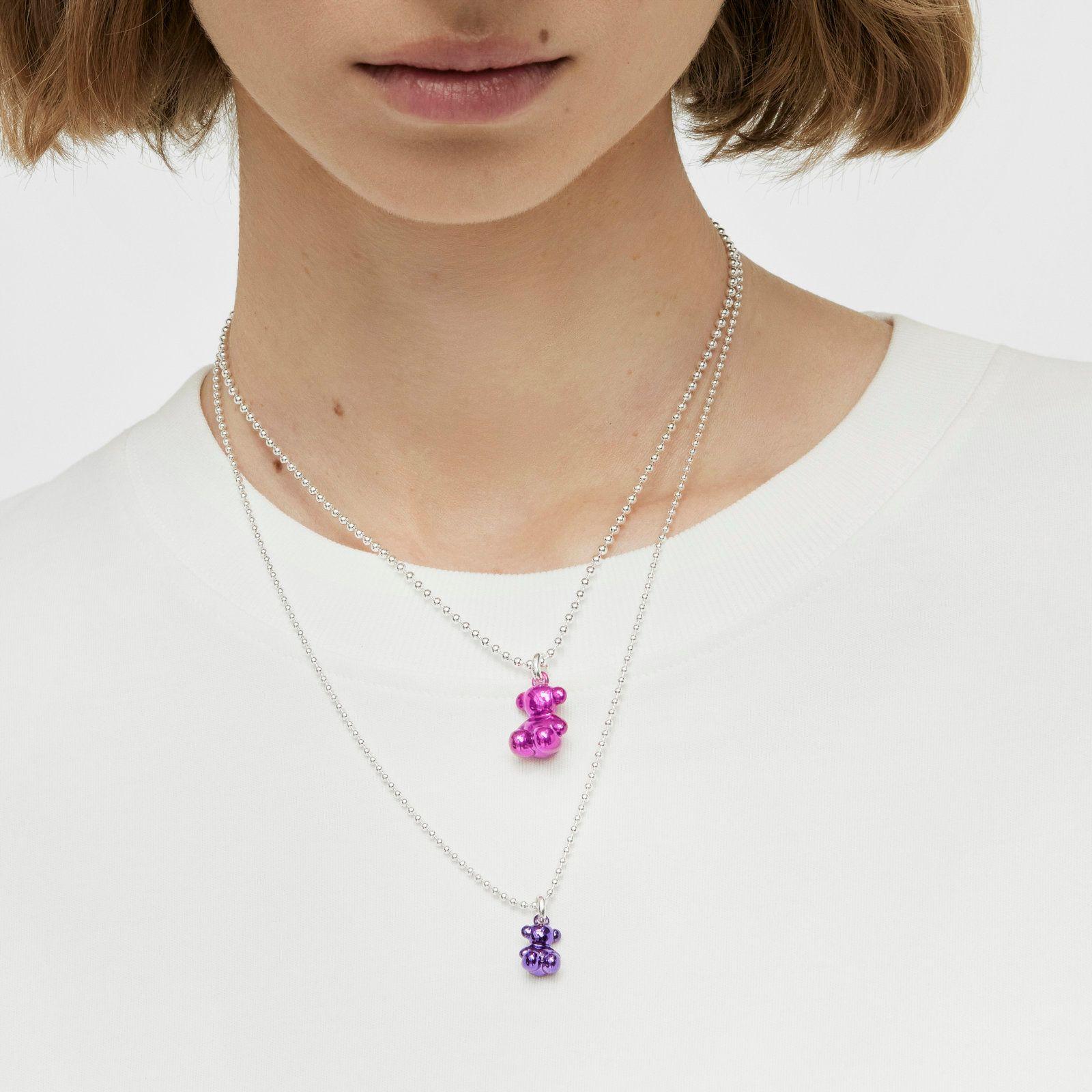 Colgante oso de acero en color rosa Bold Bear-6