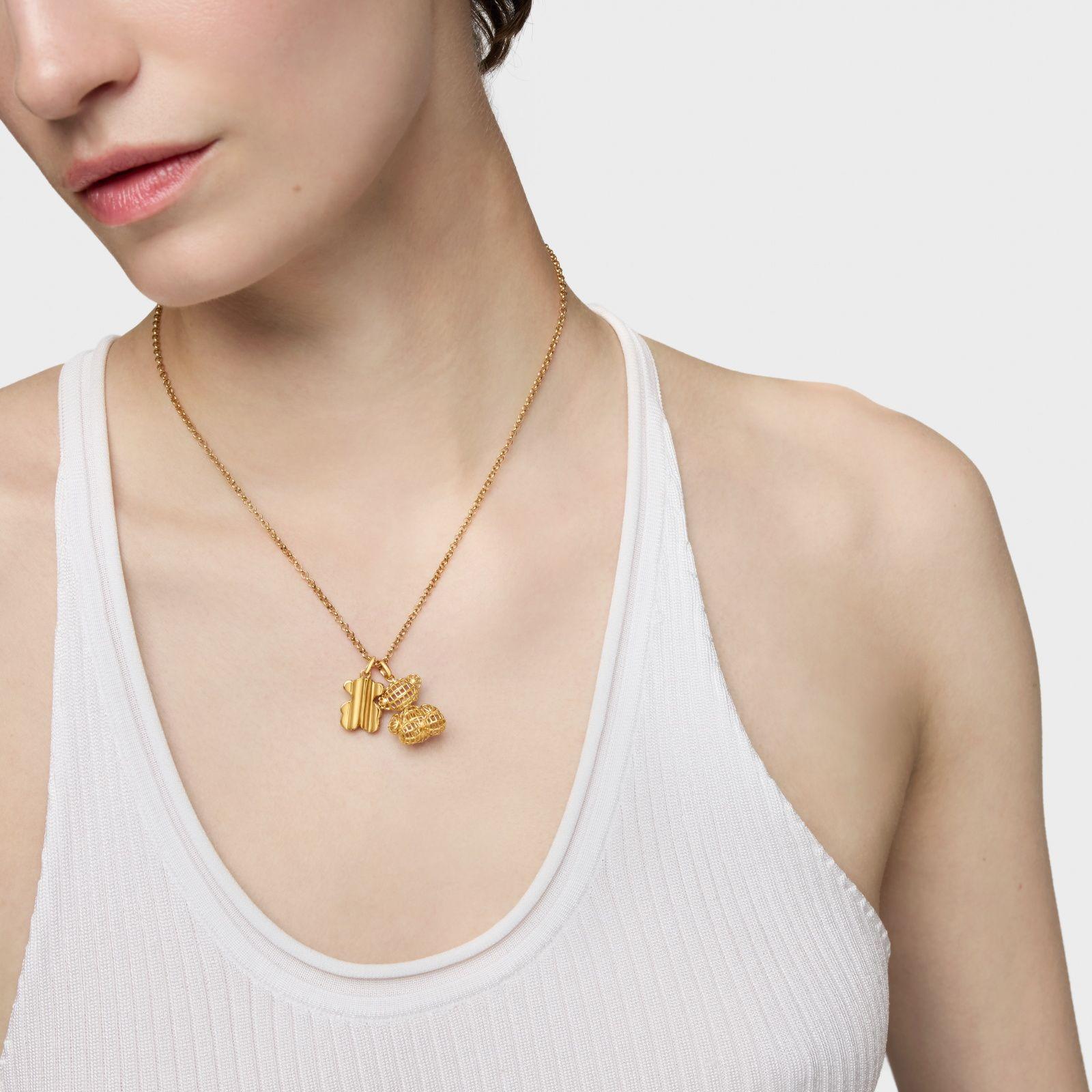 Colgante oso troquelado con baño de oro 18 kt sobre plata-4