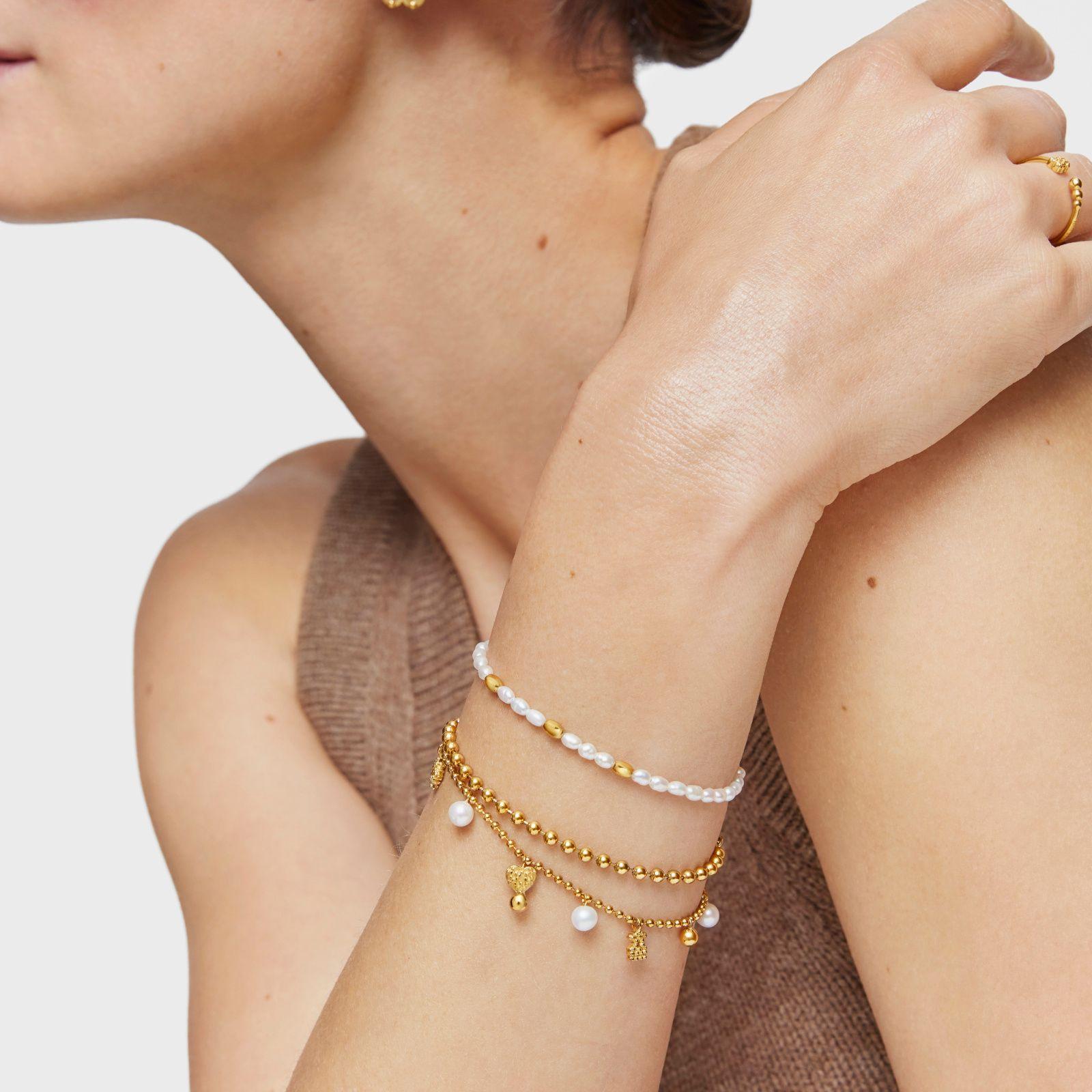 Pulsera cadena con baño de oro de 18 kt sobre plata-3