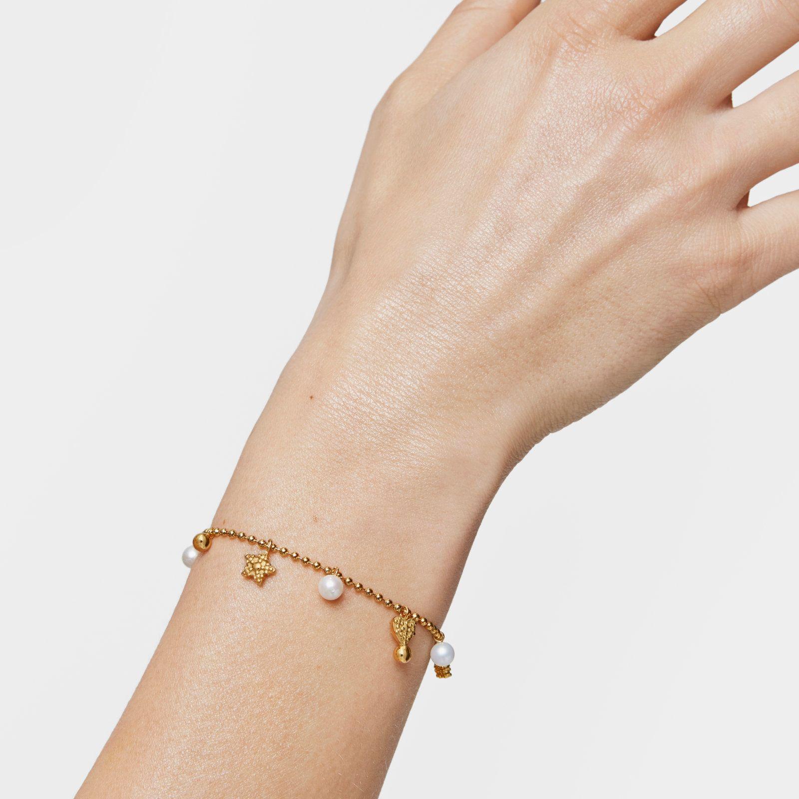Pulsera cadena con baño de oro de 18 kt sobre plata-5