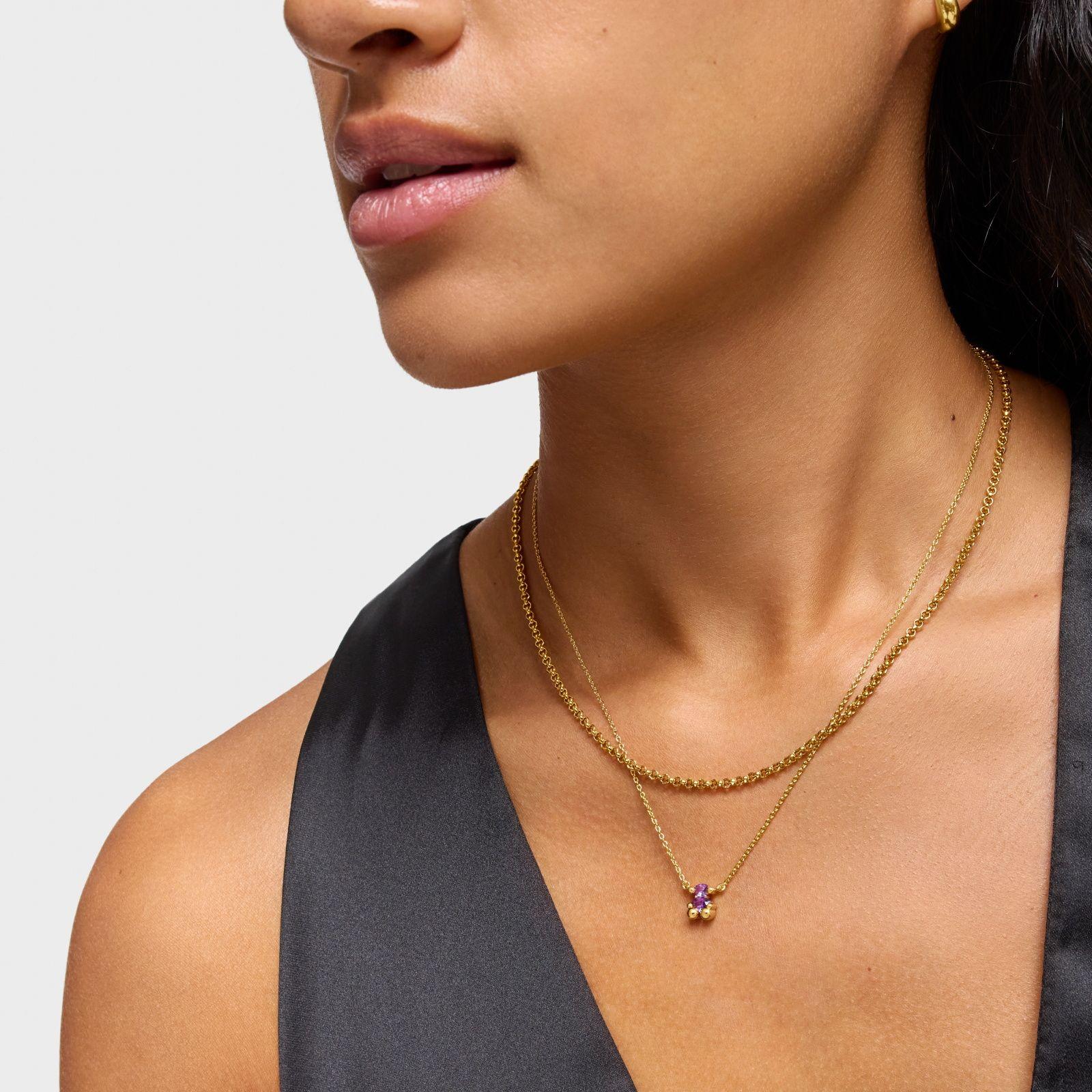 Collar corto oso oro 18 kt plata zafiro lab lila LGG-4