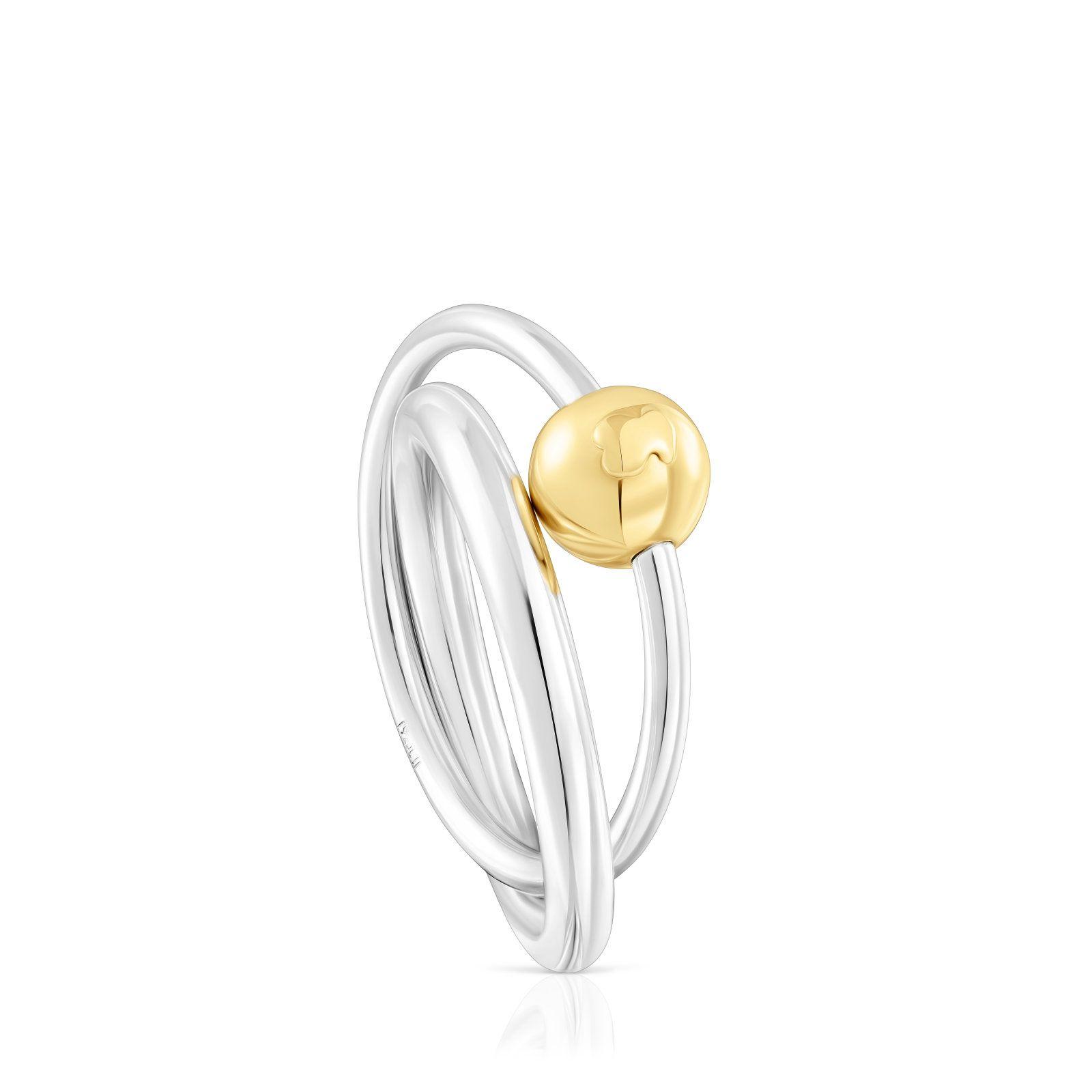 Anillo doble de plata y plata vermeil Plump Tous-0