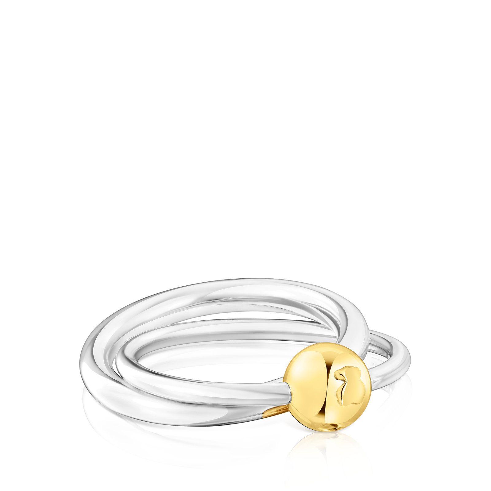 Anillo doble de plata y plata vermeil Plump Tous-1