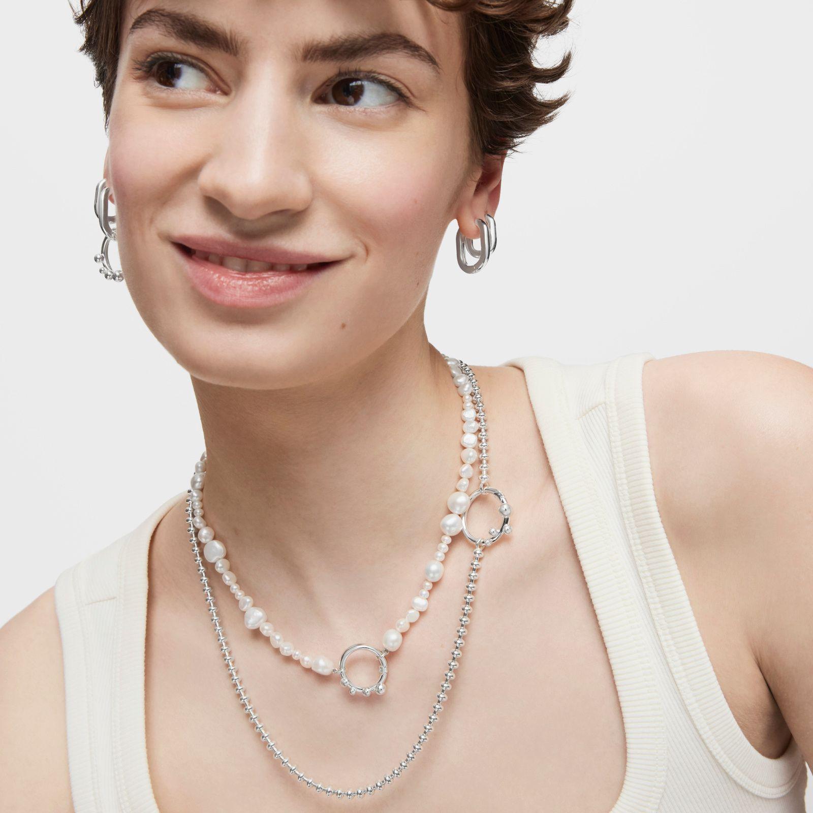 Collar corto de plata con motivos bola 51,5 cm Hold Oval-5
