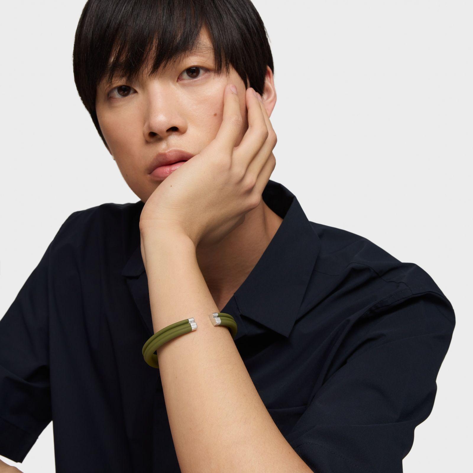 Pulsera esclava de acero en color verde TOUS Man-3