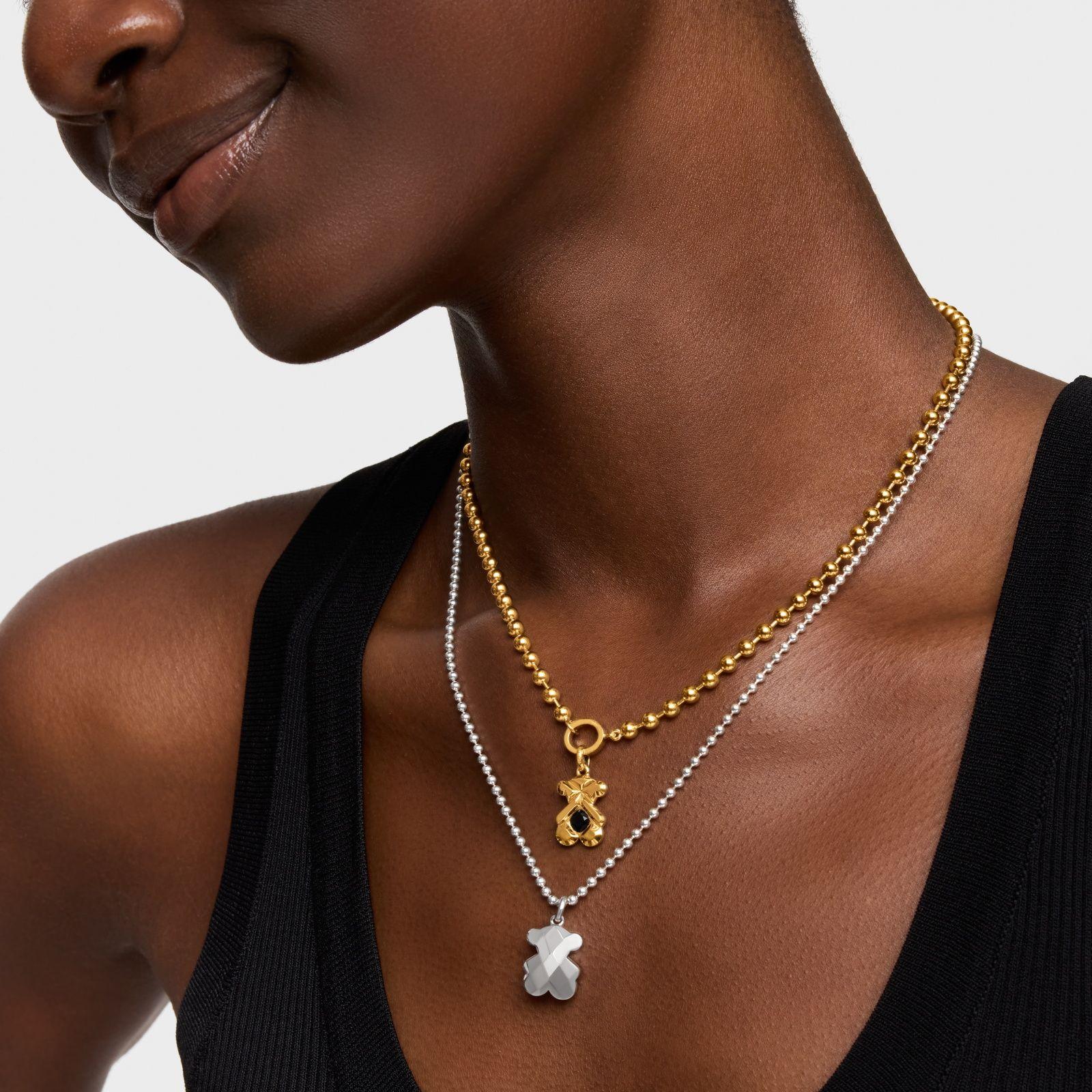 Colgante con baño de oro 18 kt sobre plata y ónix TOUS Sweet 40s-4