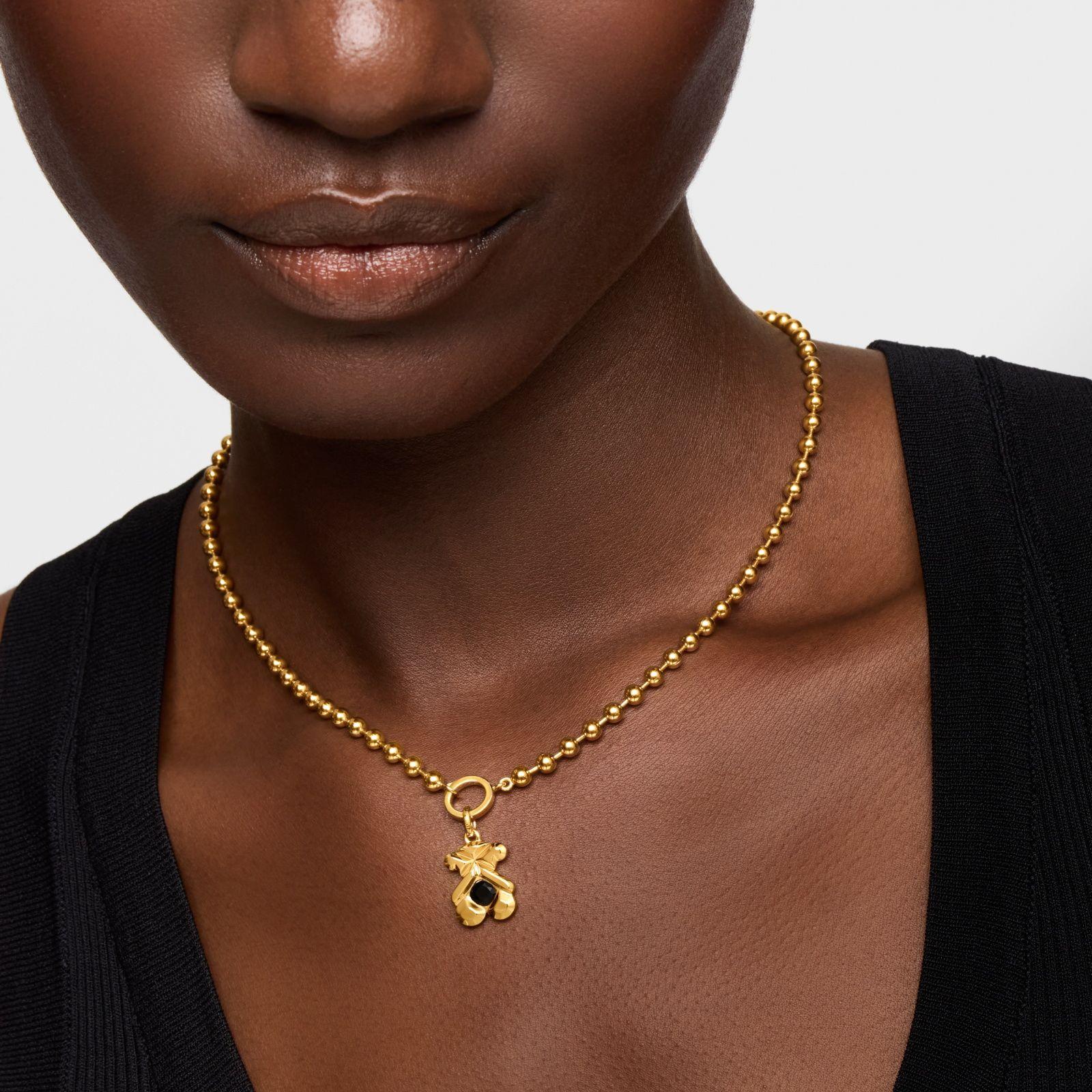 Colgante con baño de oro 18 kt sobre plata y ónix TOUS Sweet 40s-5