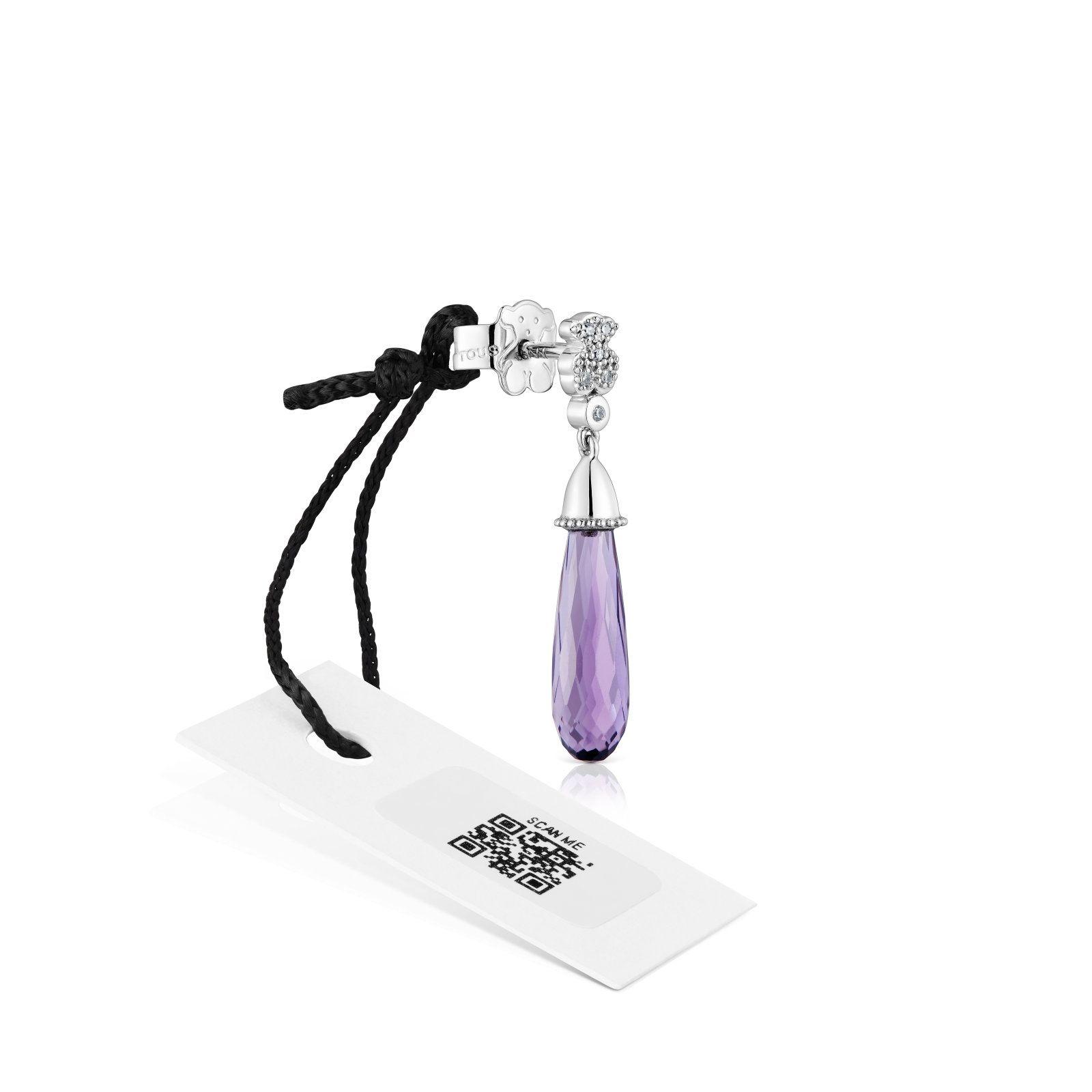 Pendiente suelto oso oro blanco con diamantes Grain-4