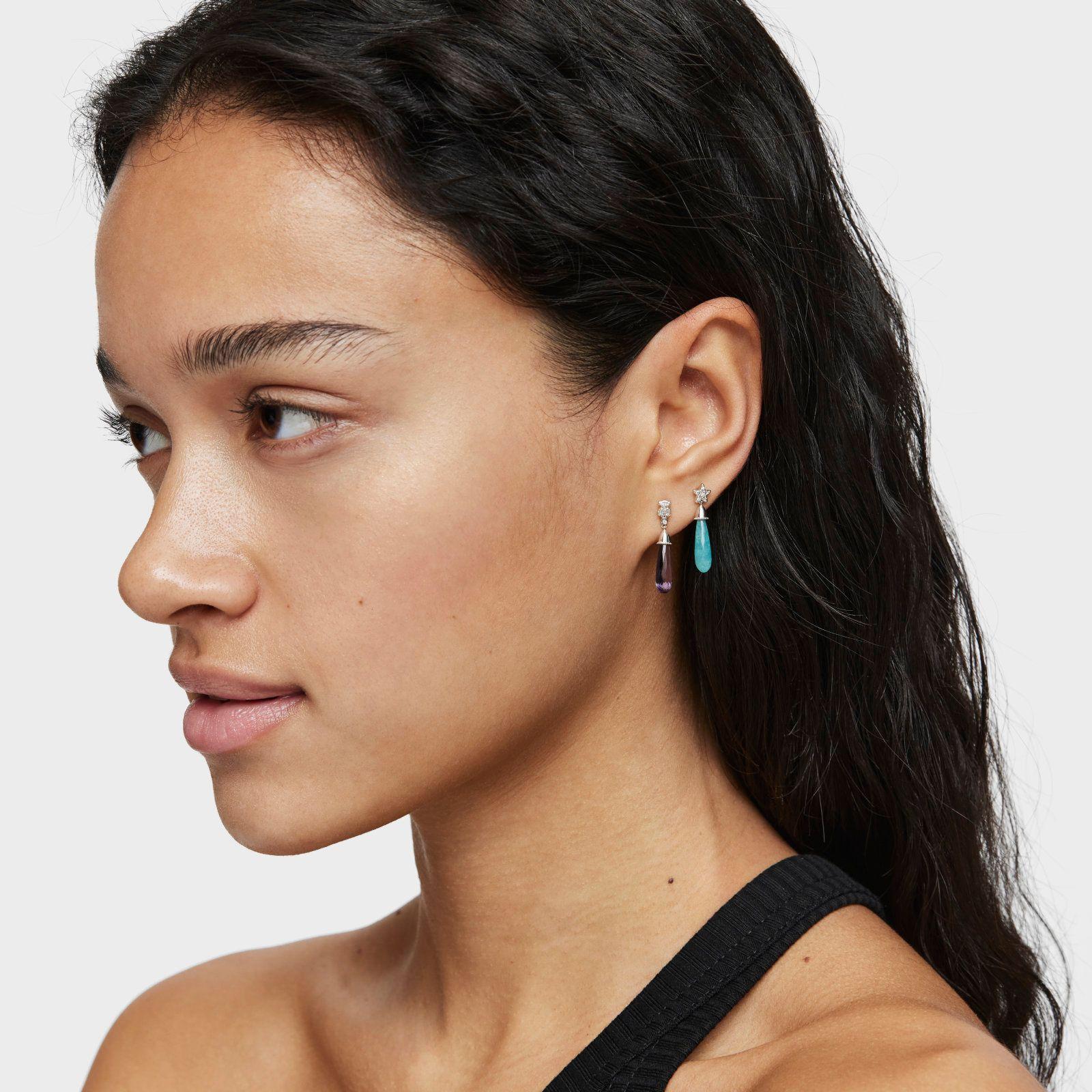 Pendiente suelto oso oro blanco con diamantes Grain-6