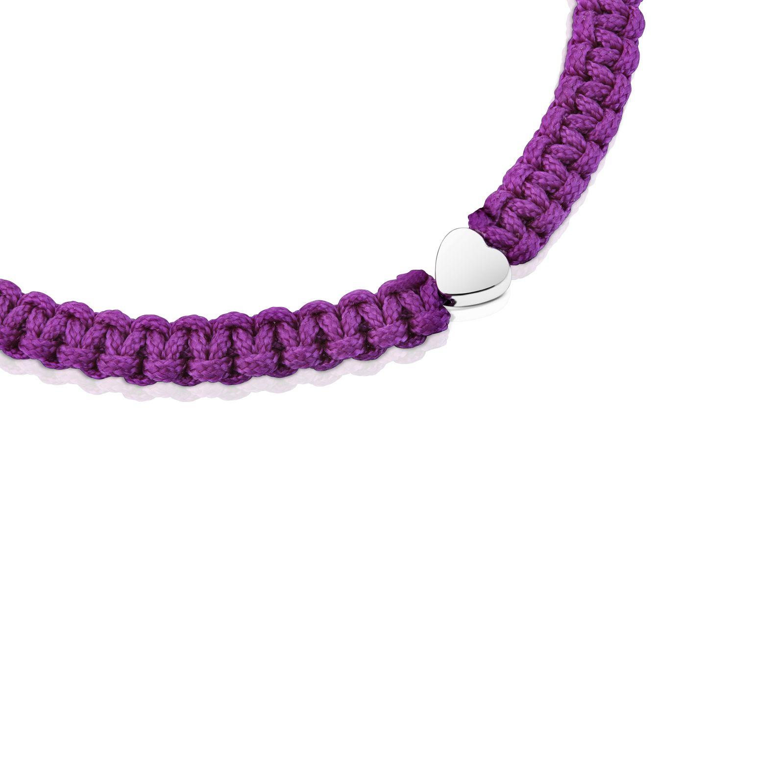 Pulsera flor de plata y nylon lila TOUS Motivos-2