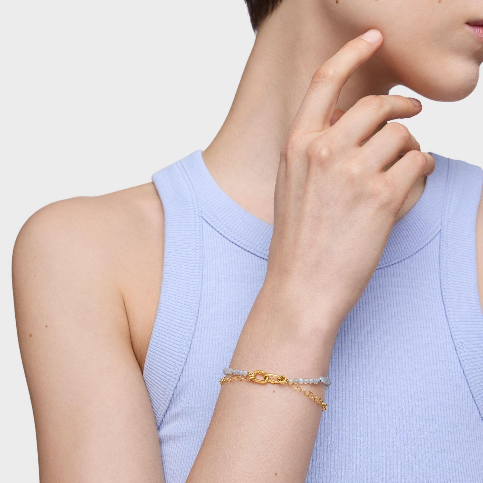 Pulsera de oro y labradorita Hold Oval-4