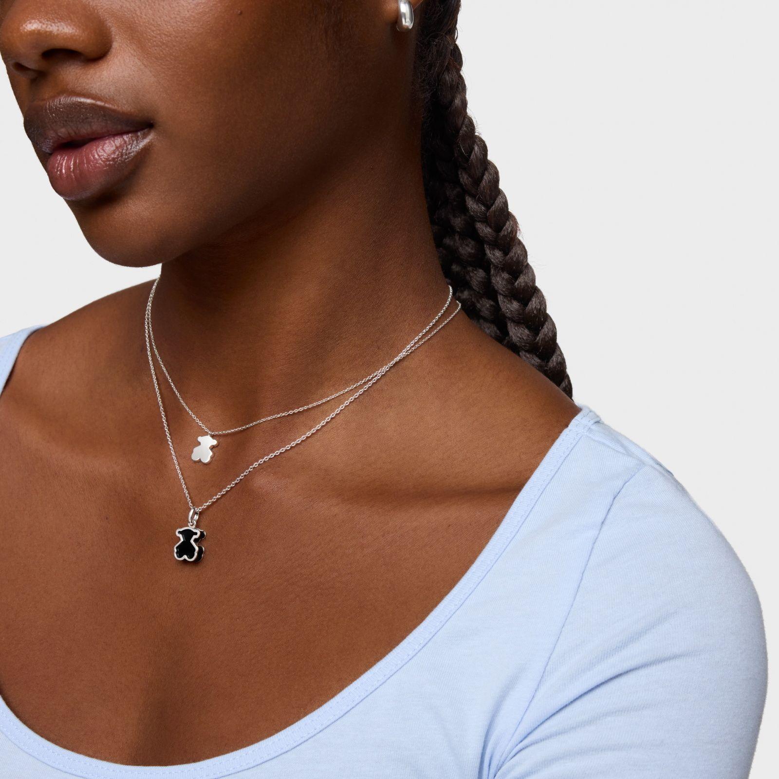 Collar de plata y metacrilato negro Galaxy-2