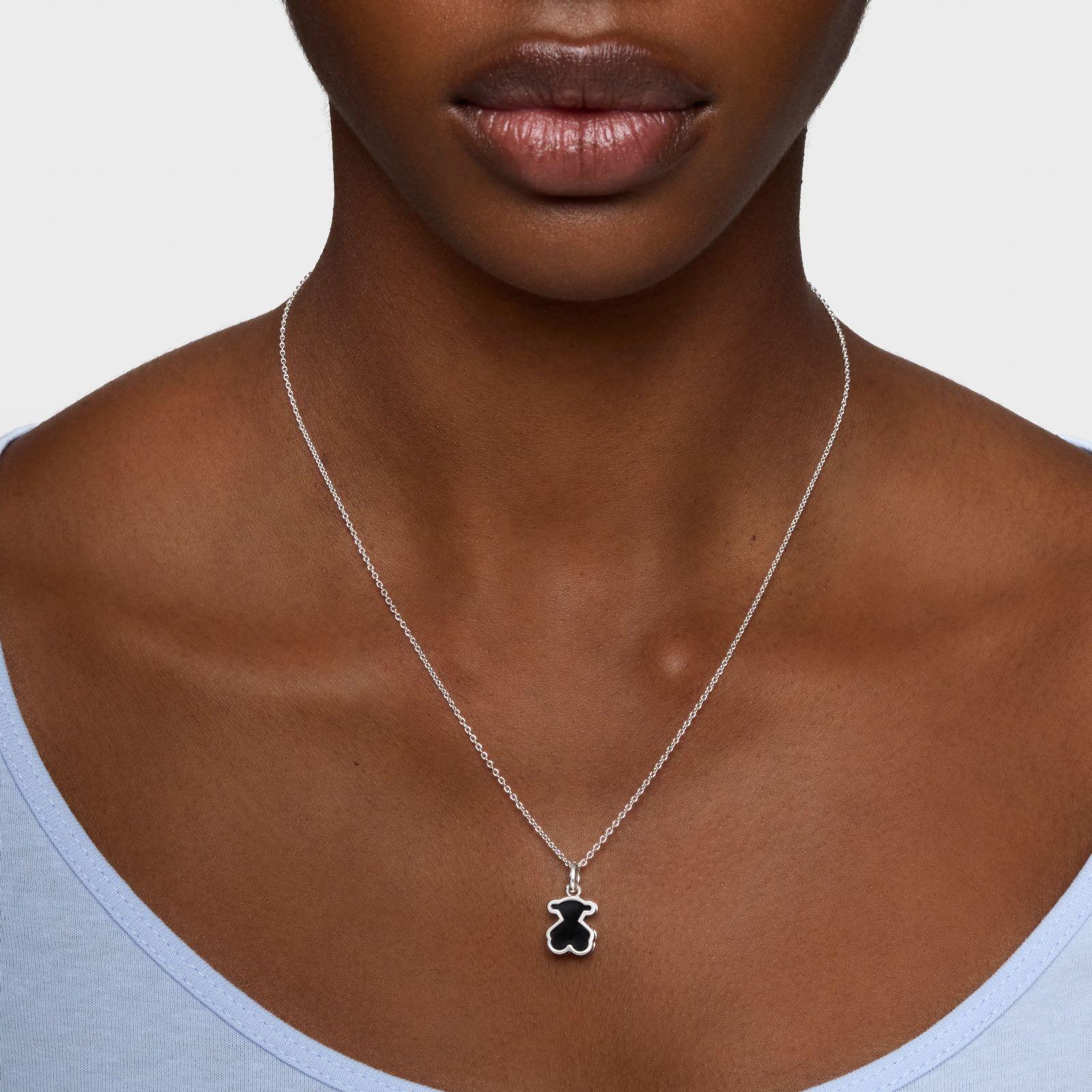 Collar de plata y metacrilato negro Galaxy-3