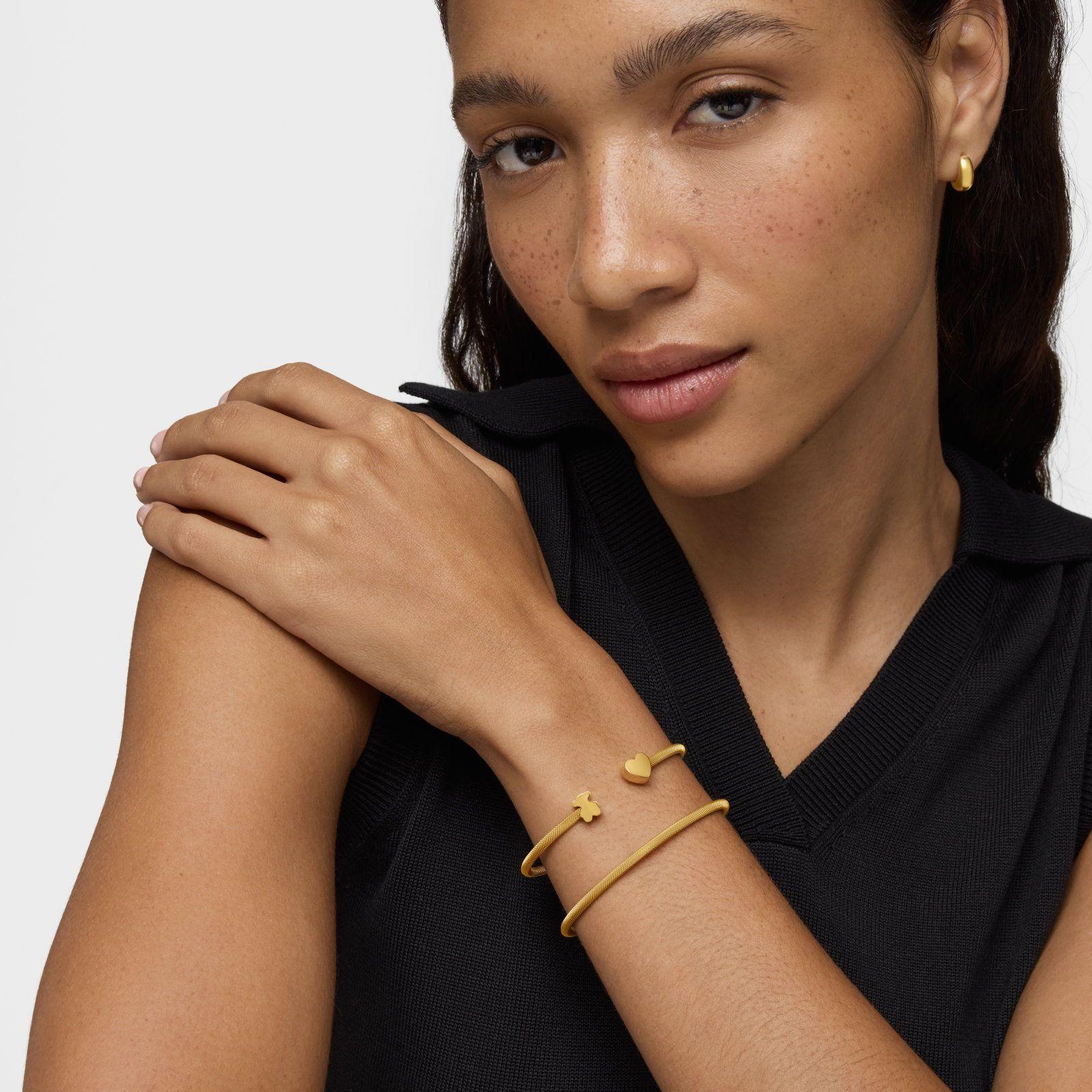 Pulsera esclava doble con baño de oro 18 kt sobre plata Icon Mesh-3