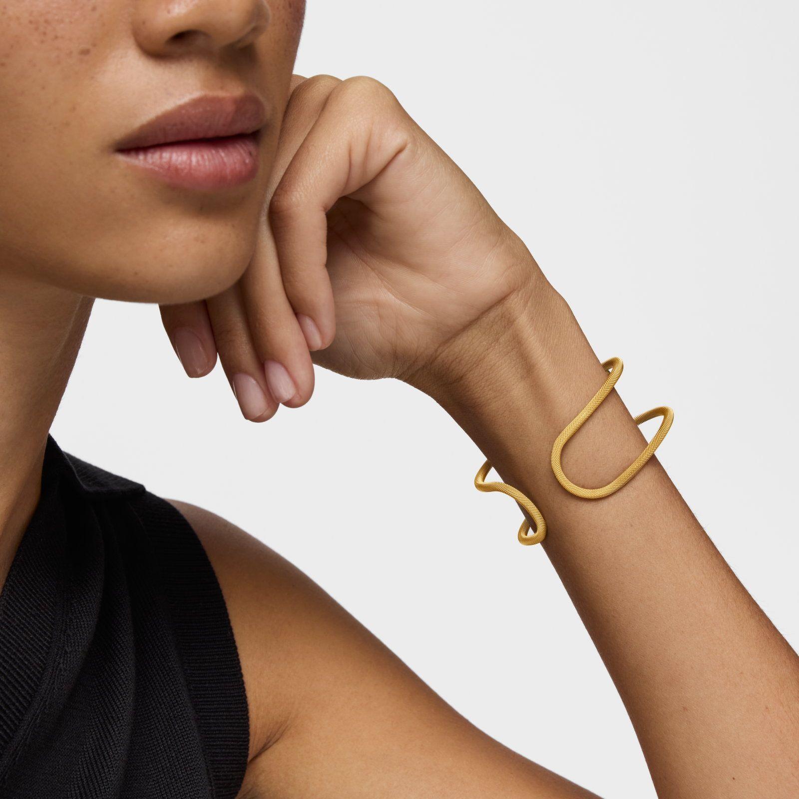 Pulsera esclava doble con baño de oro 18 kt sobre plata Icon Mesh-4