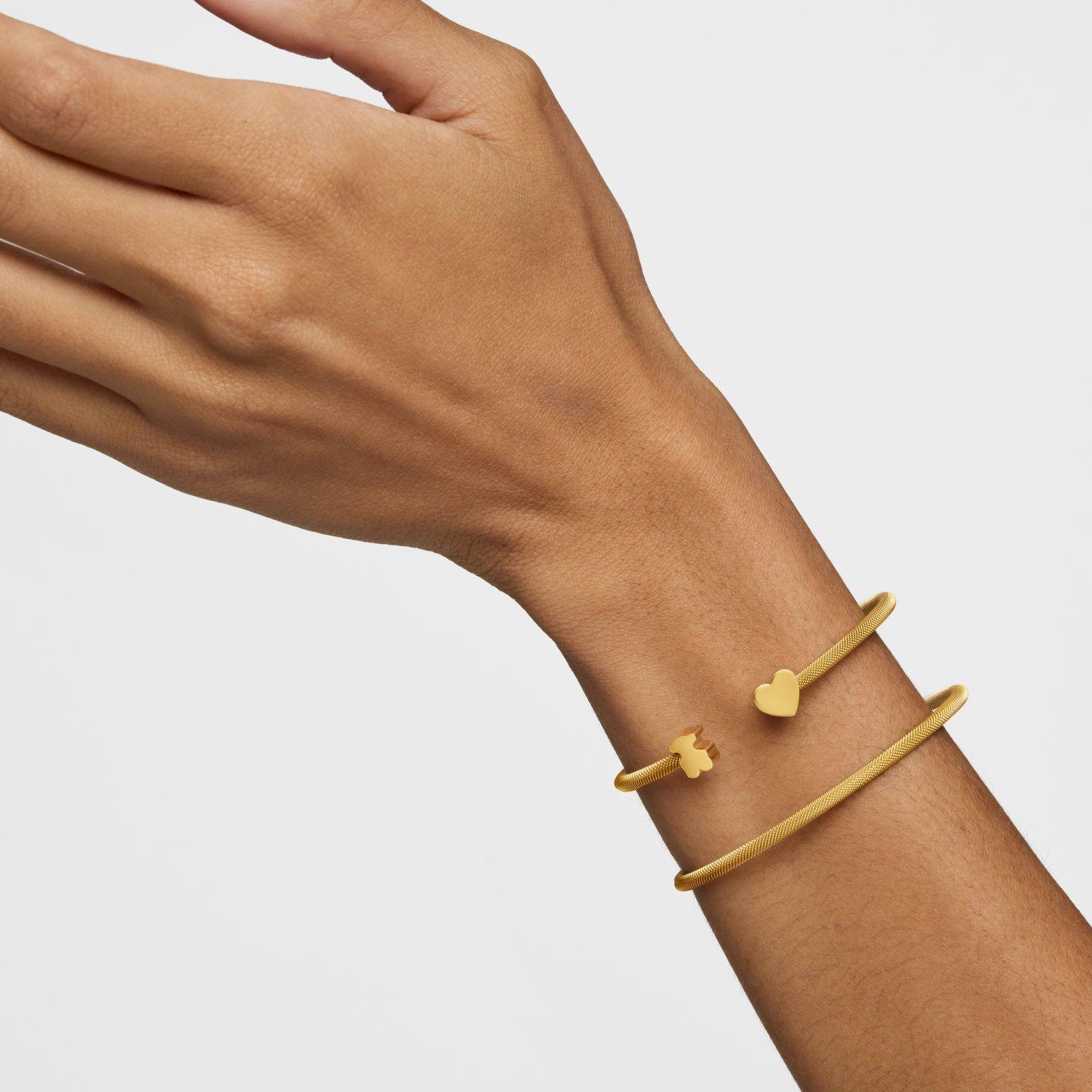 Pulsera esclava doble con baño de oro 18 kt sobre plata Icon Mesh-5