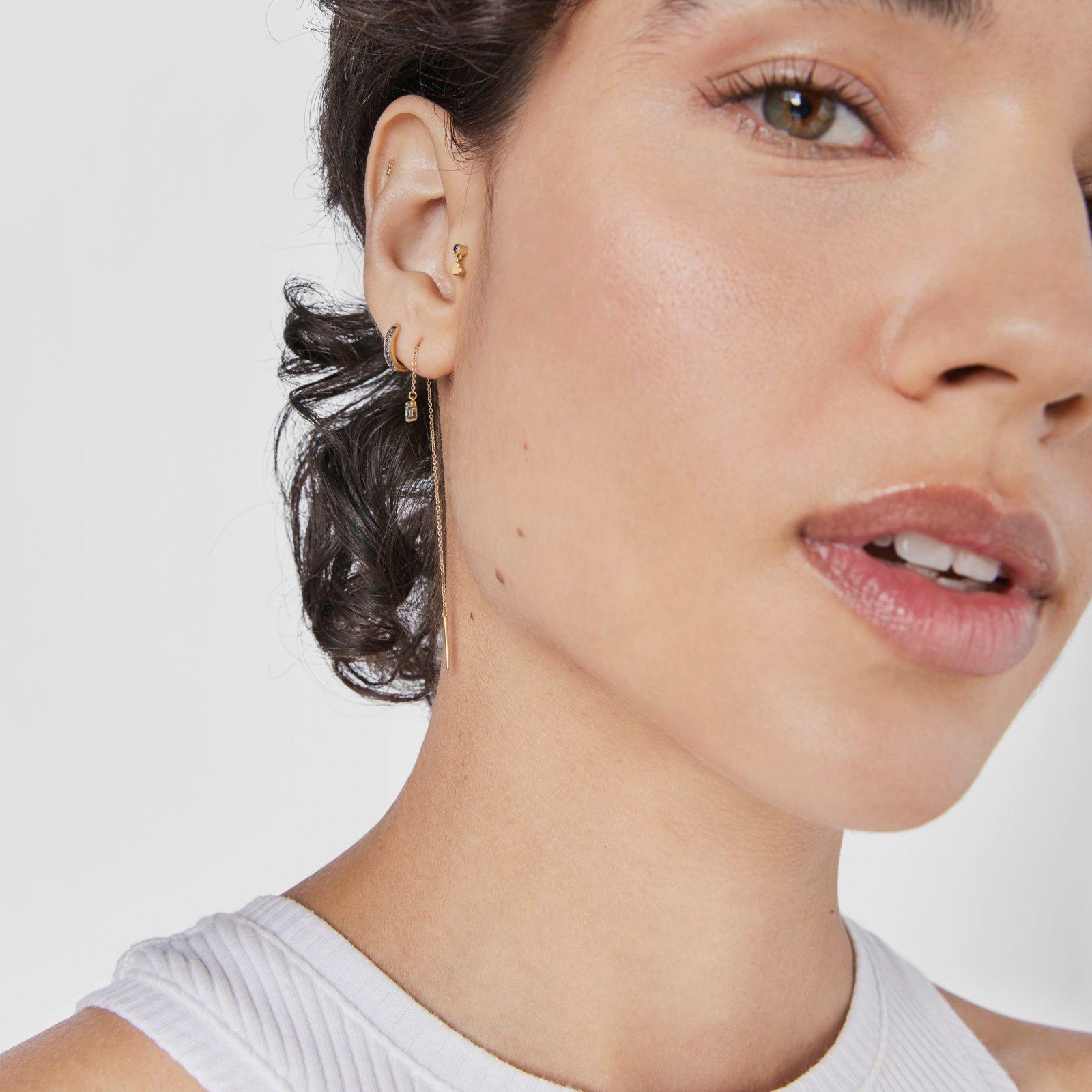 Piercing de oreja de oro con iolita y corazón Cool Joy-3