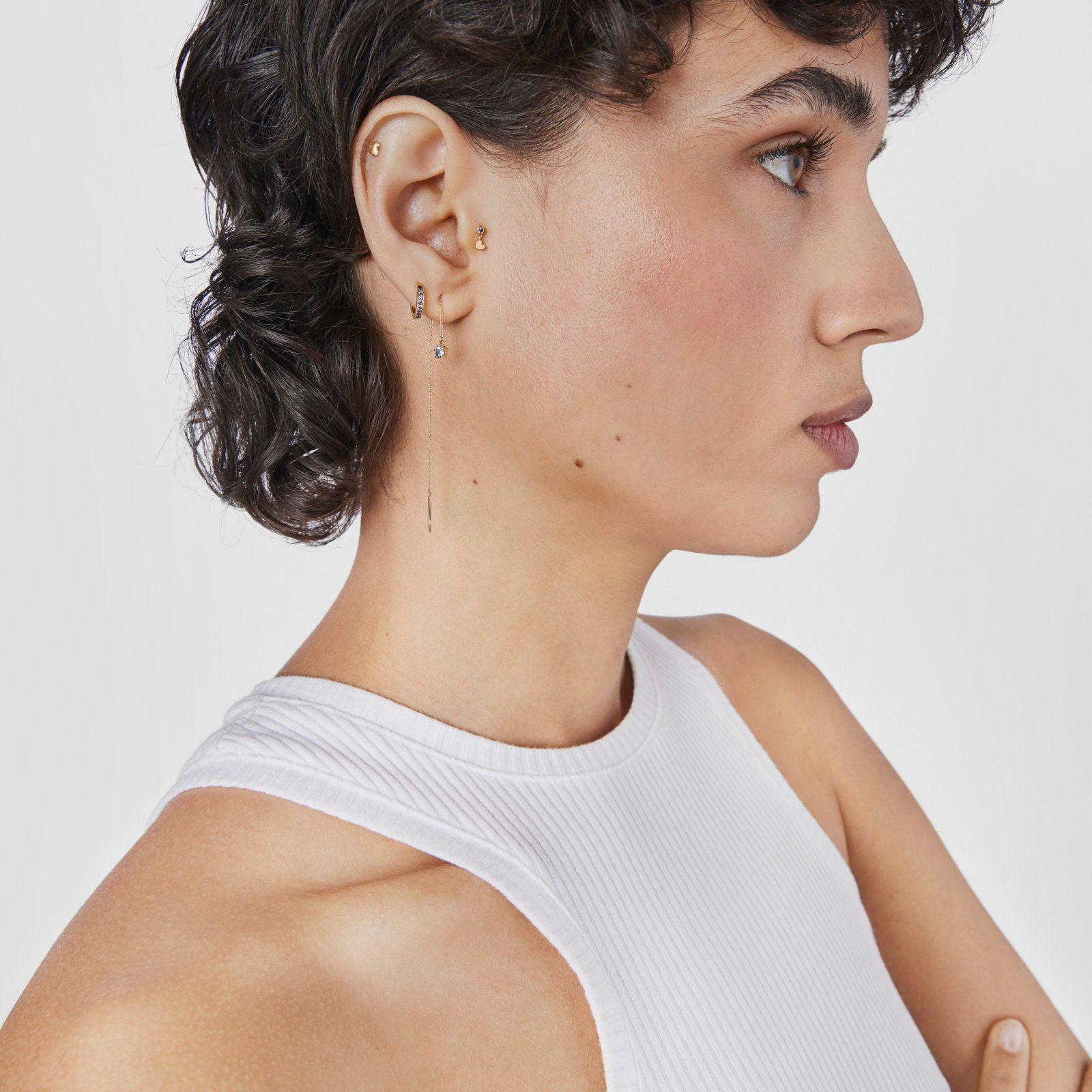 Piercing de oreja de oro con iolita y corazón Cool Joy-4